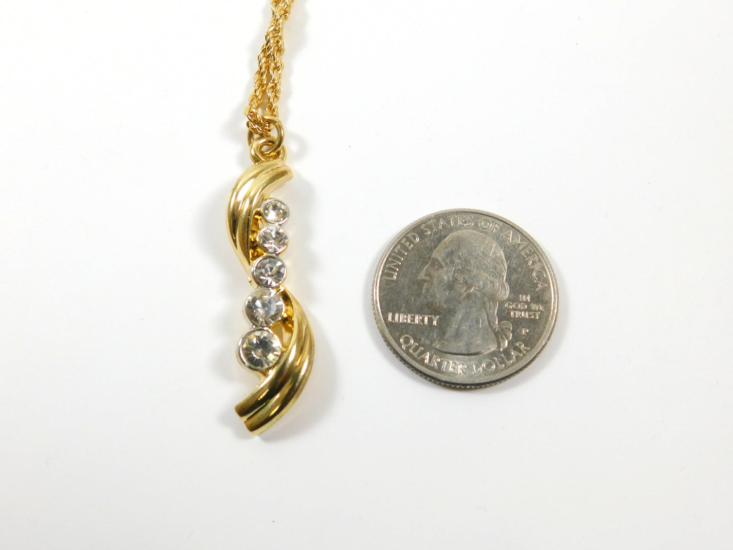 Gold Tone Rhinestone Necklace