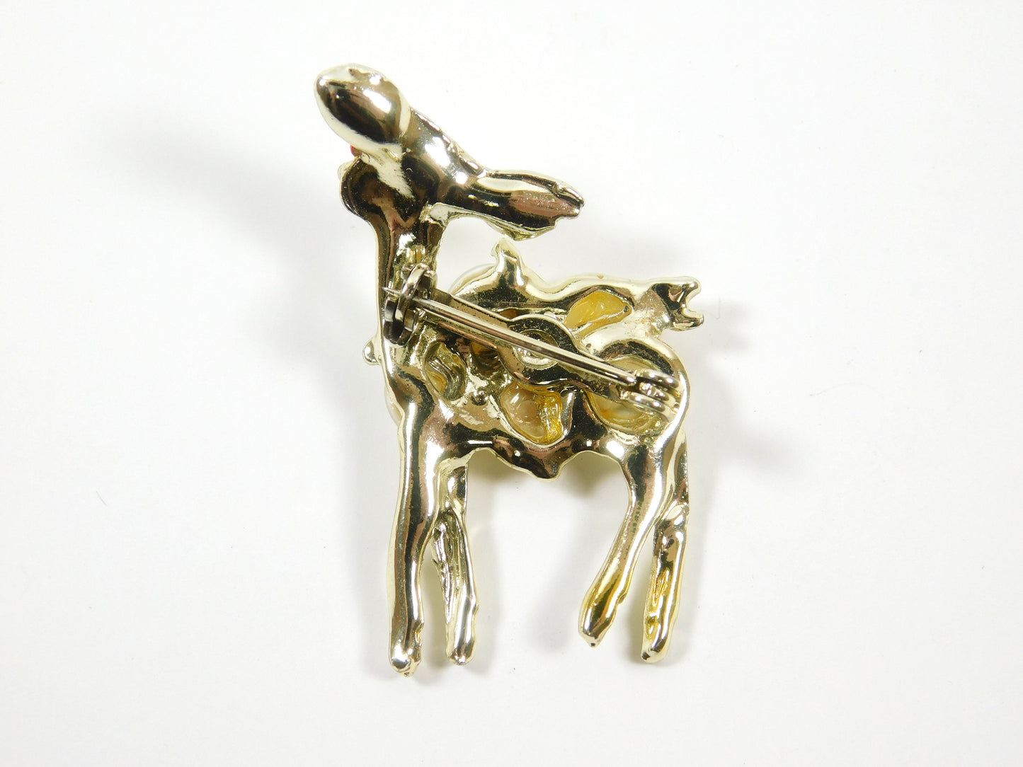 Vintage Gold Tone Baby Deer Fawn Brooch Pin