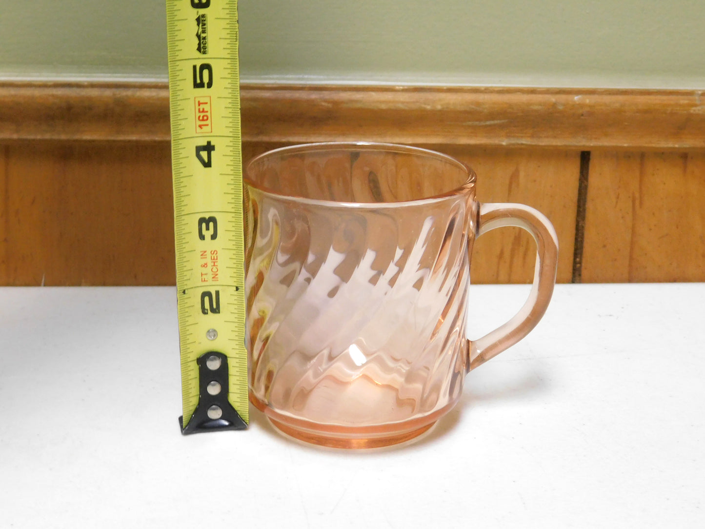 5 Arcoroc Pink Swirl Cups Mugs Glasses