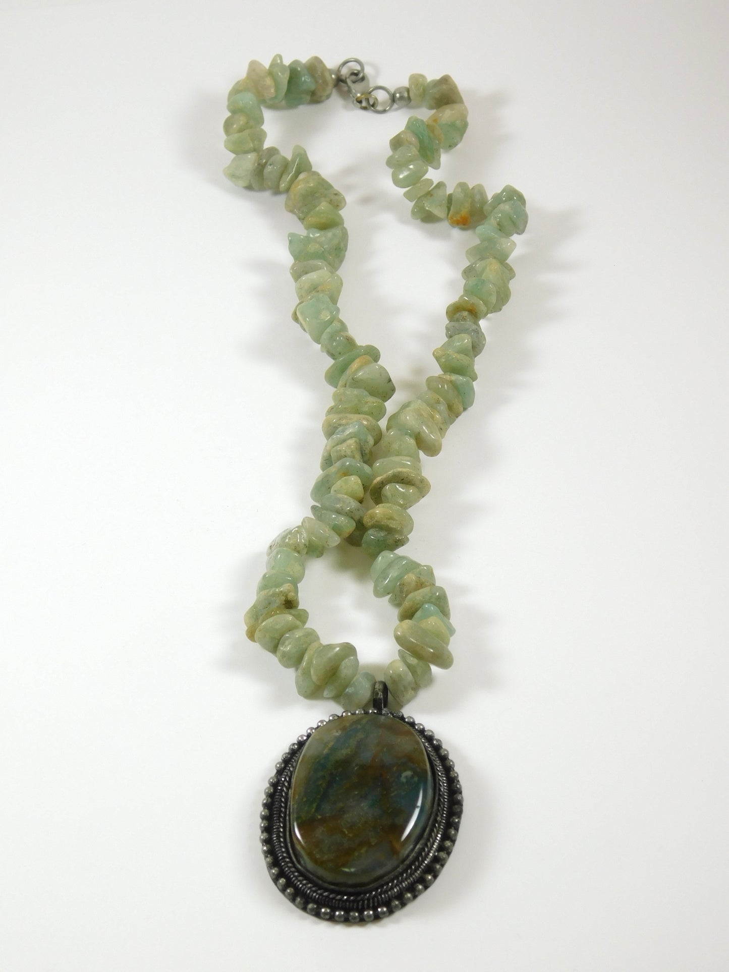 Vintage Green Stone Jade Strand Necklace