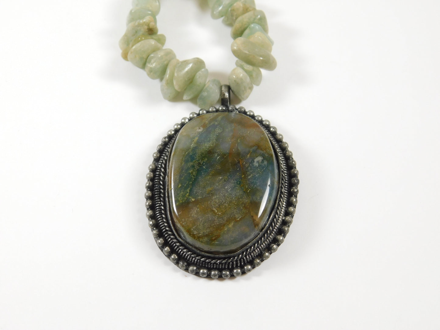 Vintage Green Stone Jade Strand Necklace
