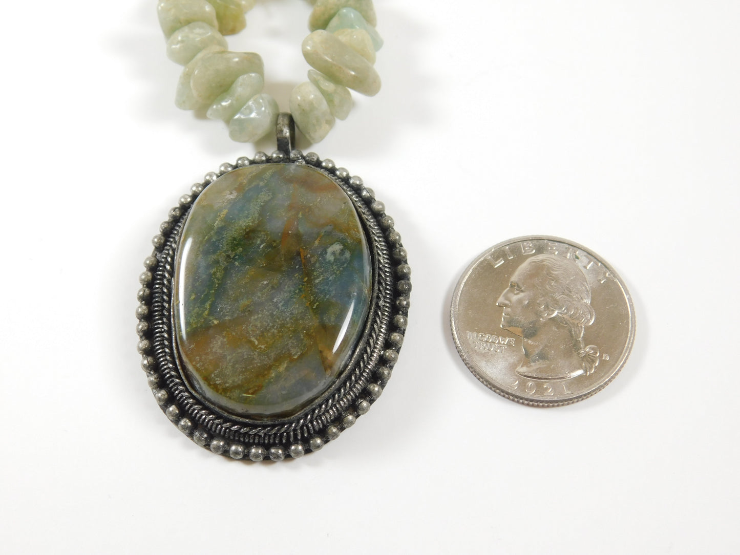 Vintage Green Stone Jade Strand Necklace