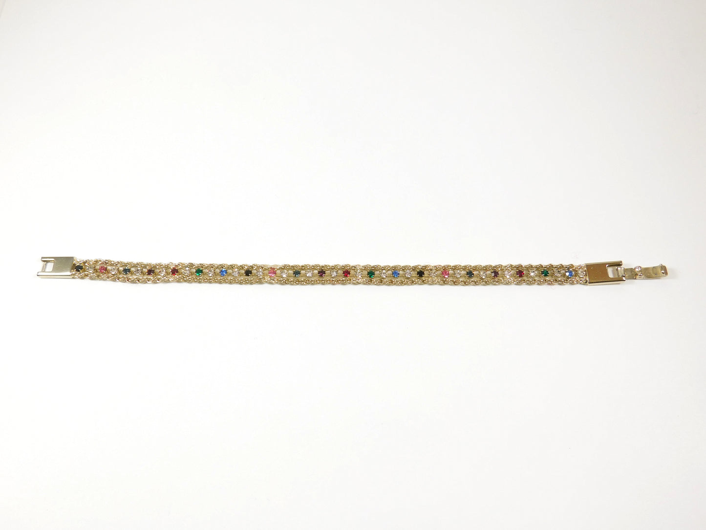 Gold Tone Tennis Bracelet with Gemstones