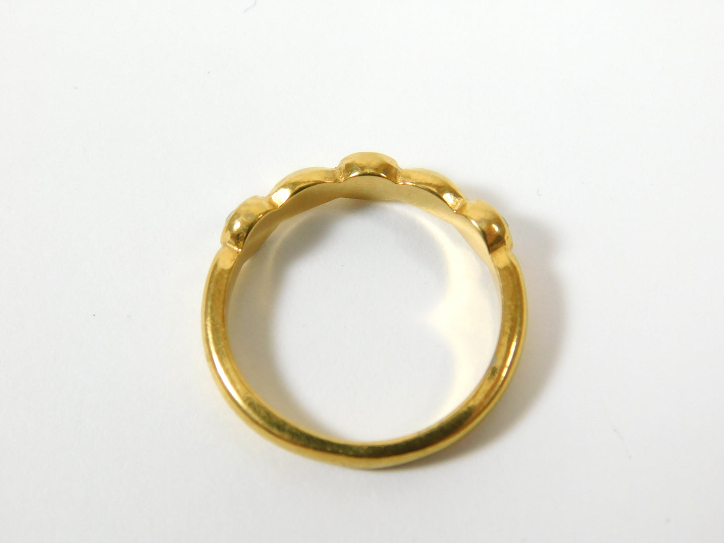 Gold Tone Ring with Blue Gemstones Size 6.75