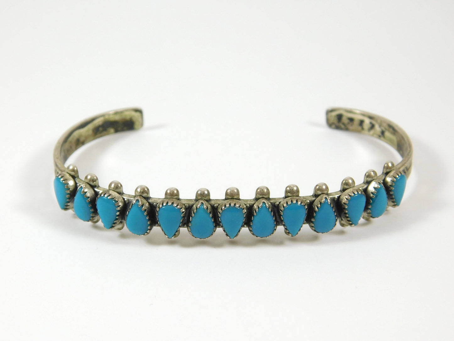 Vintage Soutwestern Style Sterling Turquoise Point Bracelet