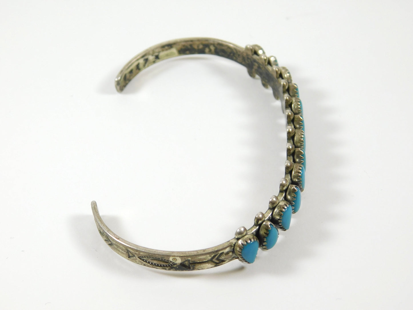 Vintage Soutwestern Style Sterling Turquoise Point Bracelet