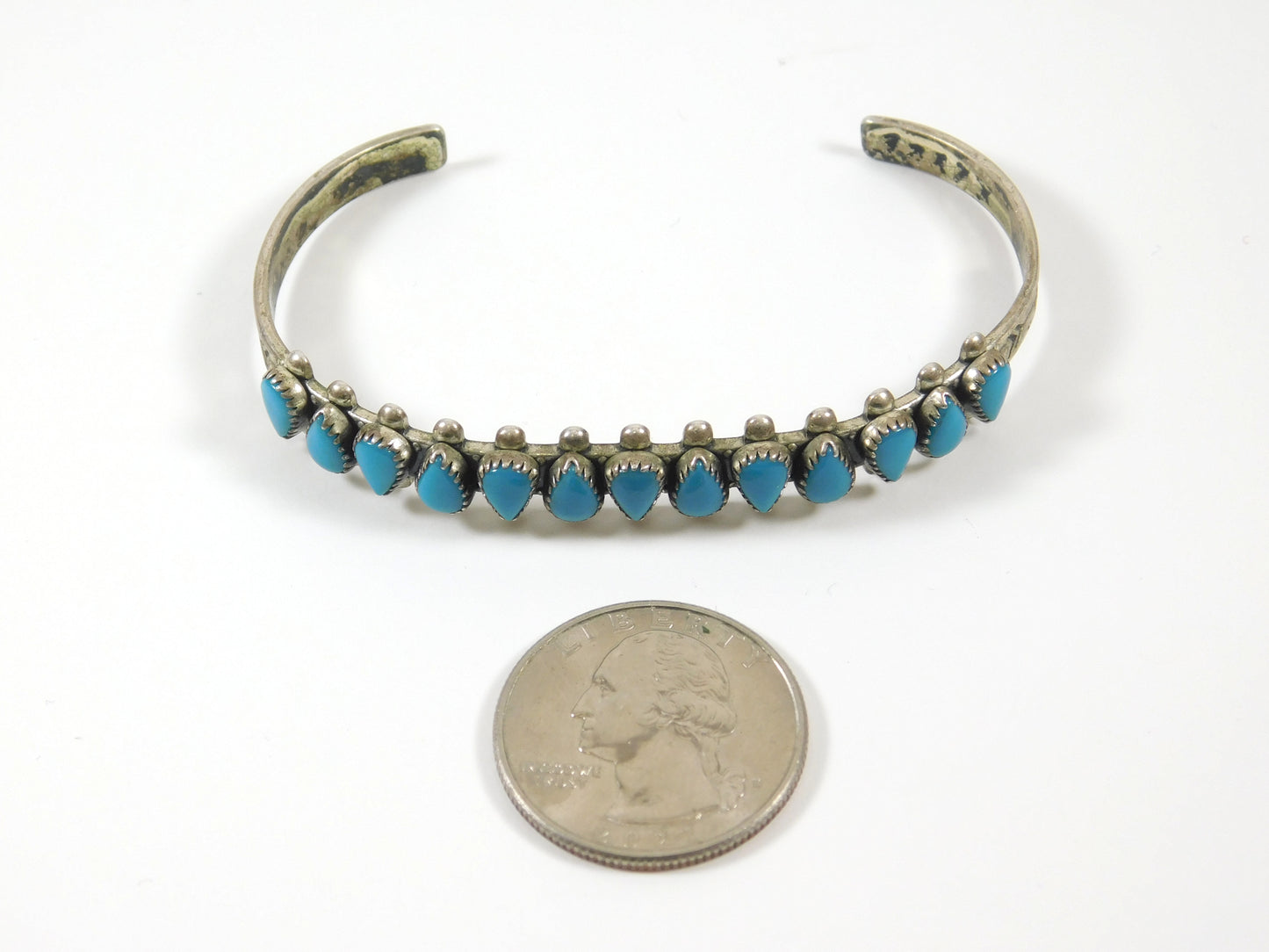 Vintage Soutwestern Style Sterling Turquoise Point Bracelet
