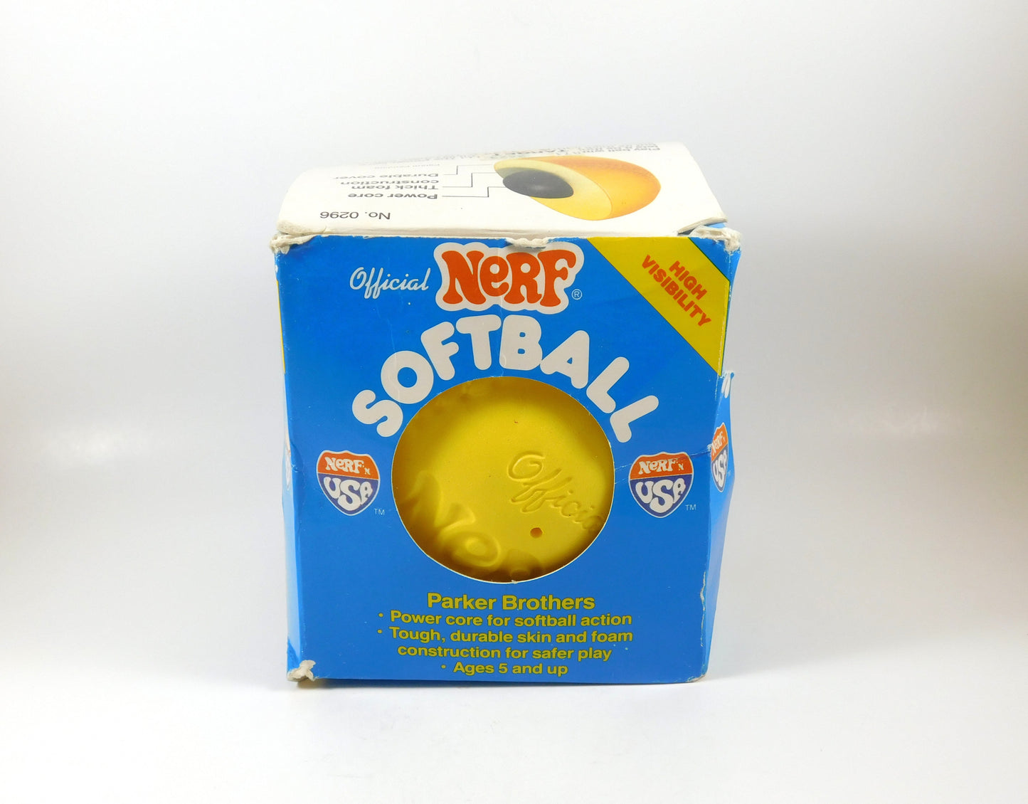 Vintage Yellow Official Nerf Softball with Box High Visibility No. 0296
