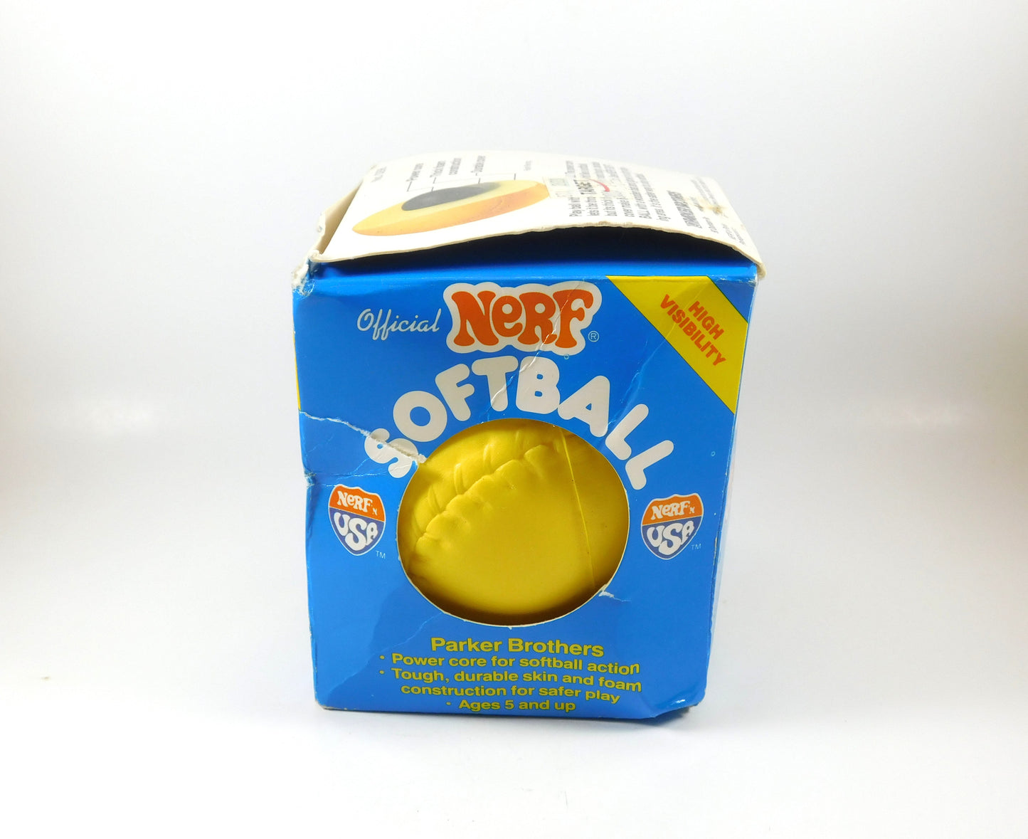 Vintage Yellow Official Nerf Softball with Box High Visibility No. 0296