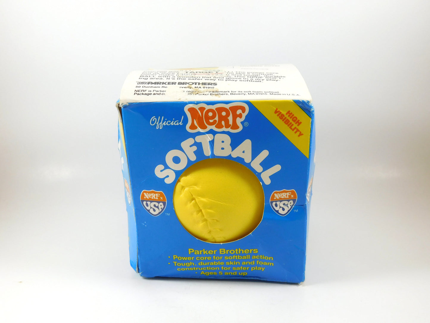 Vintage Yellow Official Nerf Softball with Box High Visibility No. 0296