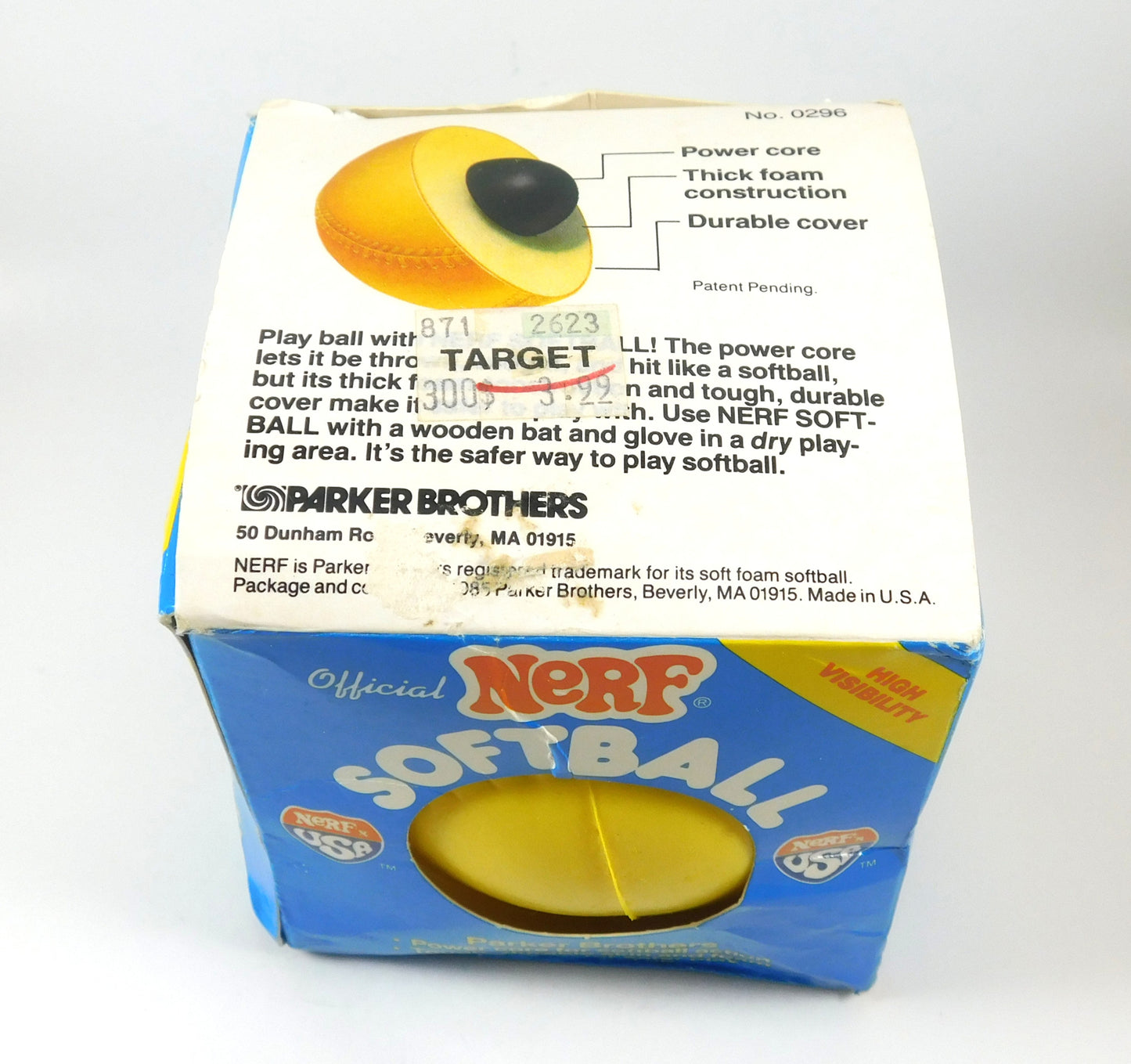 Vintage Yellow Official Nerf Softball with Box High Visibility No. 0296