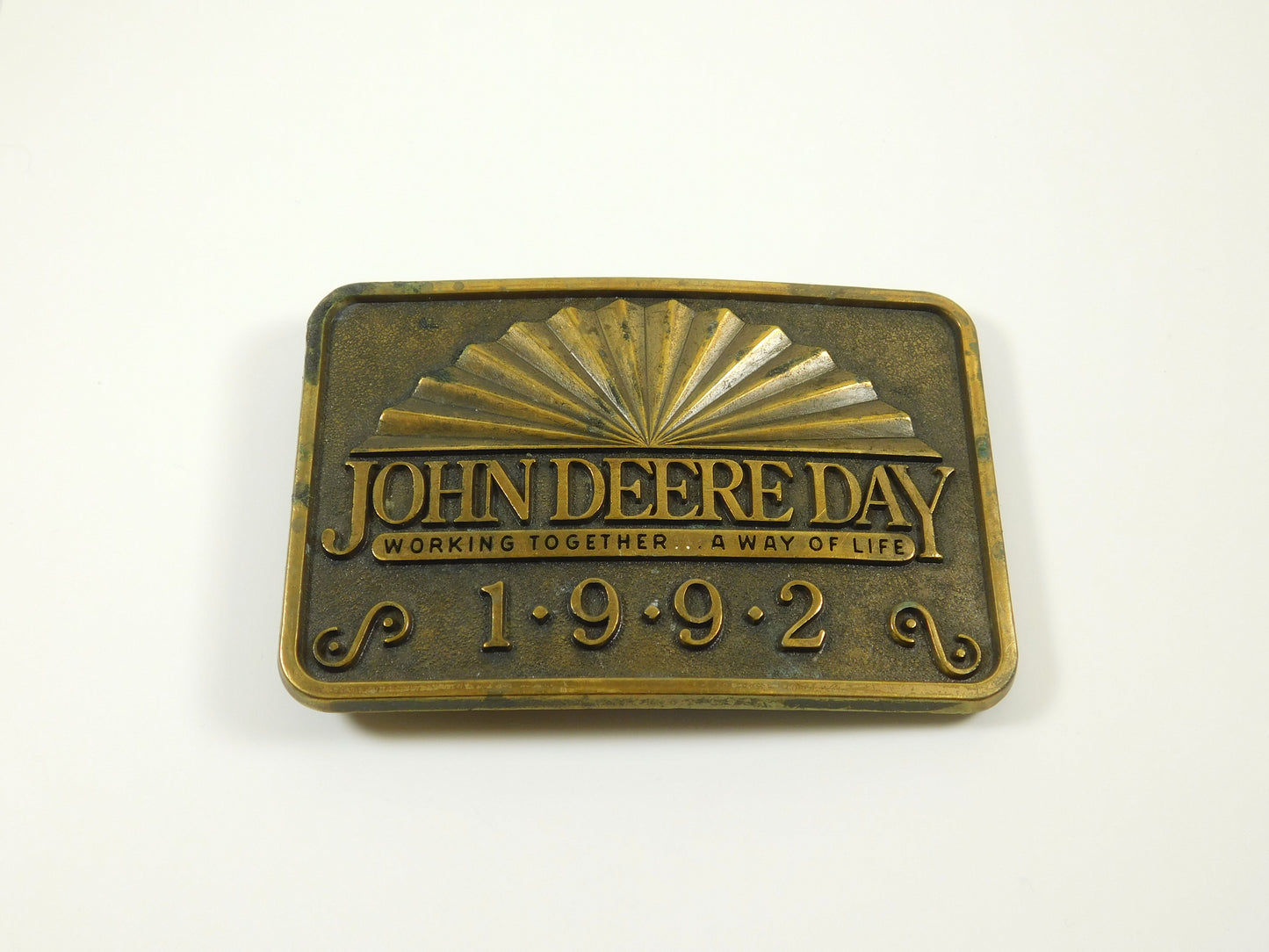 Vintage Metal John Deere Day "Working Together - A Way of Life" 1992 Belt Buckle