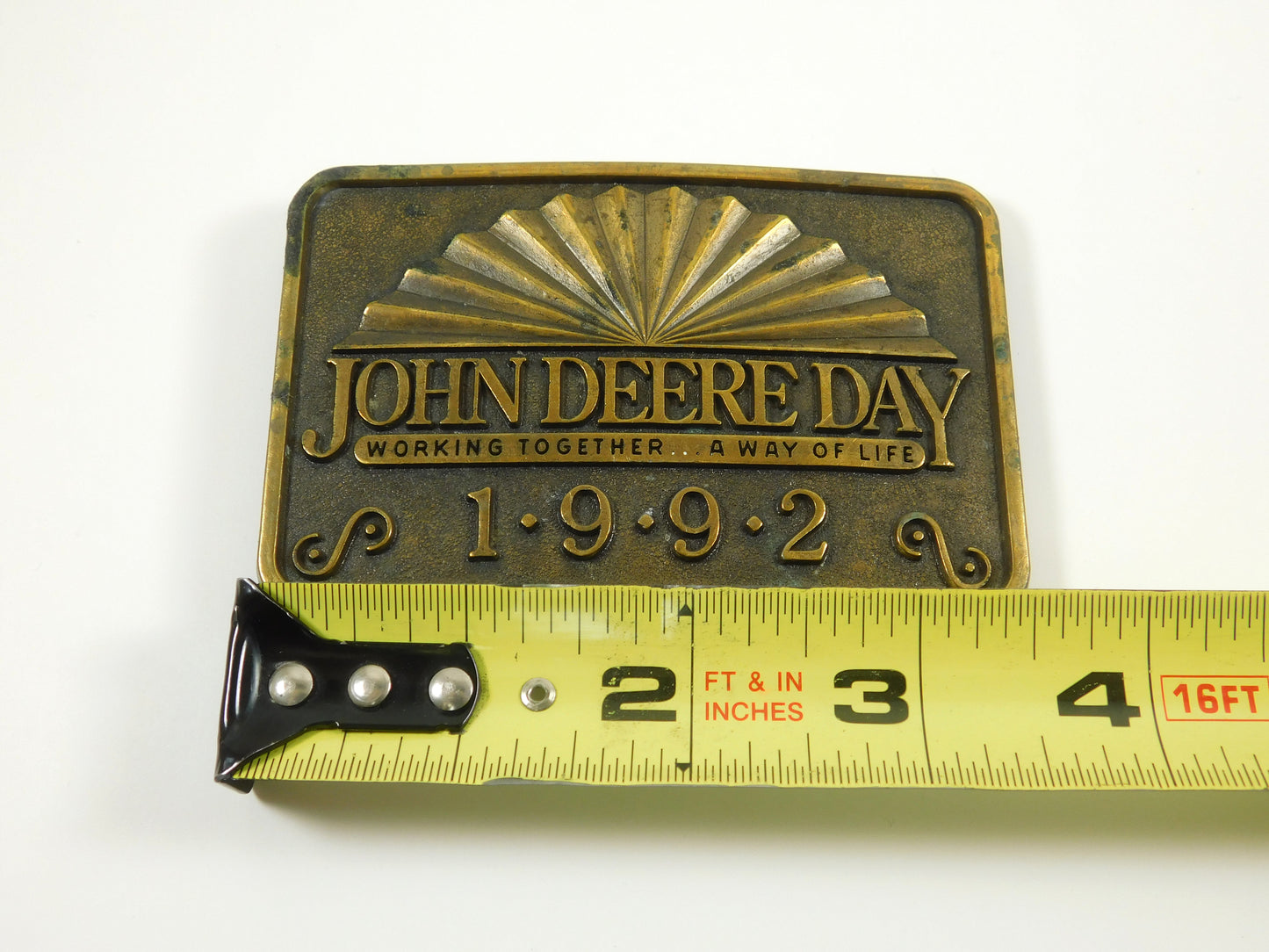 Vintage Metal John Deere Day "Working Together - A Way of Life" 1992 Belt Buckle