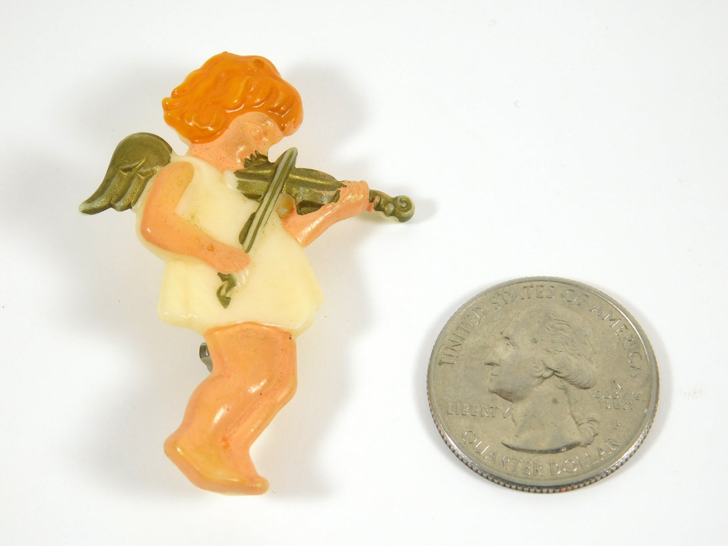 Vintage Angel Playing Violin Lapel Pin Brooch