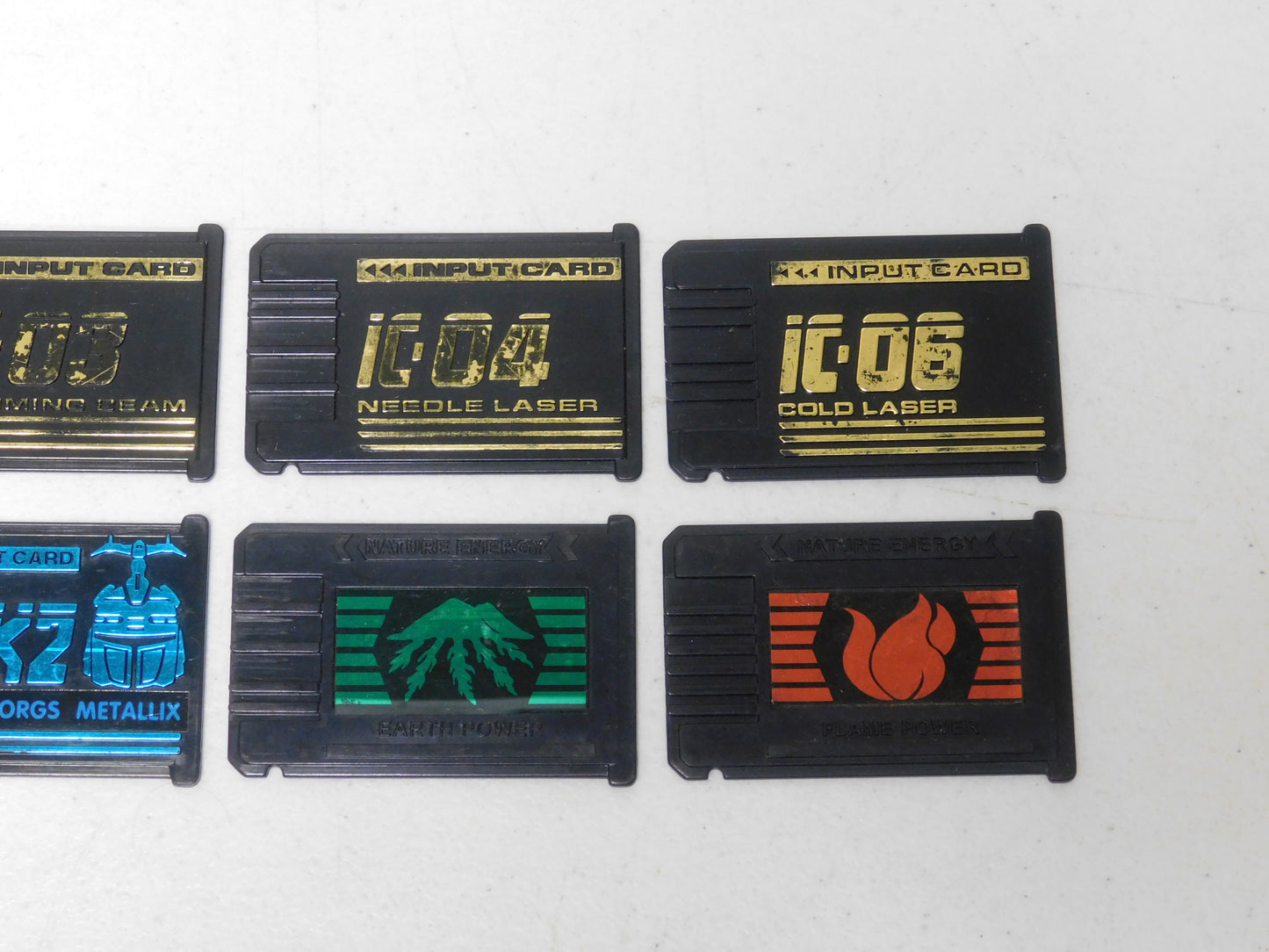 8 Vintage Beetleborgs Input Cards - Fire, Jamming, Cold Laser, Needle, Metallix