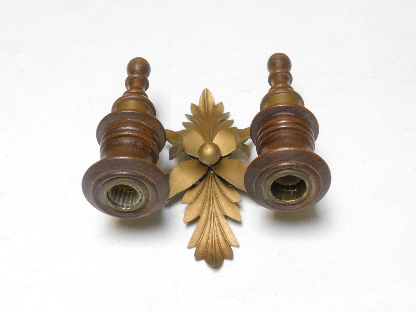 Vintage Homco Double Candle Wood and Metal Wall Sconce