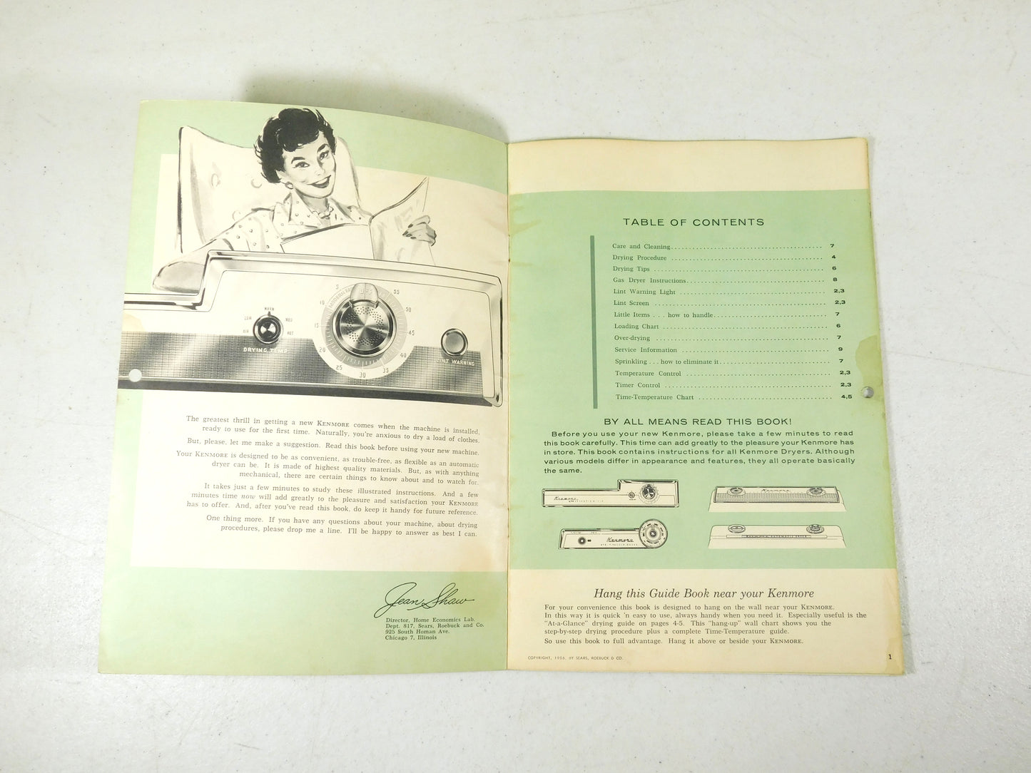 Vintage 1956 The Effortless Kenmore Way To Dry Your Clothes Book Manual