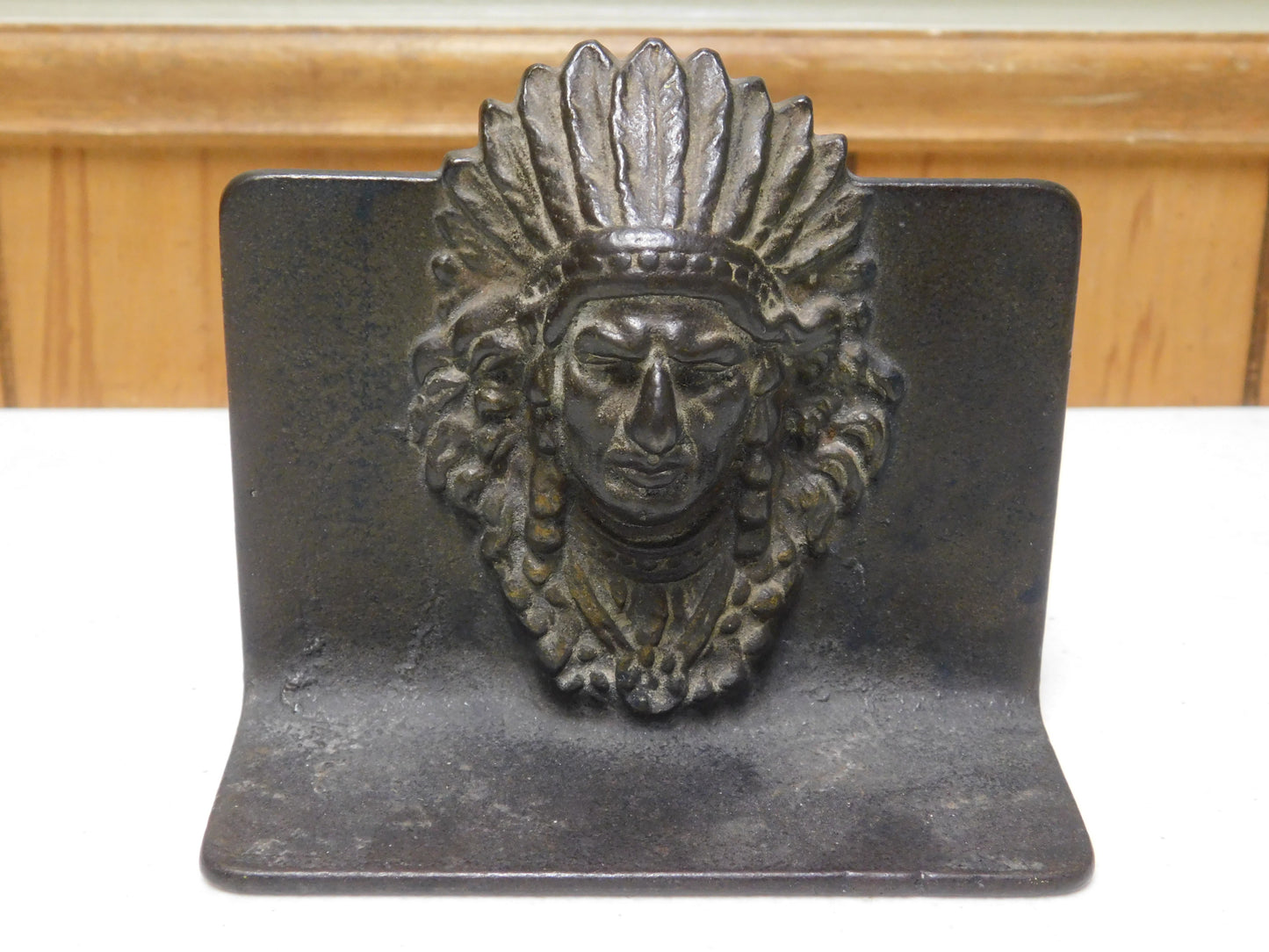Vintage Native American Indian Chief Metal Bookends