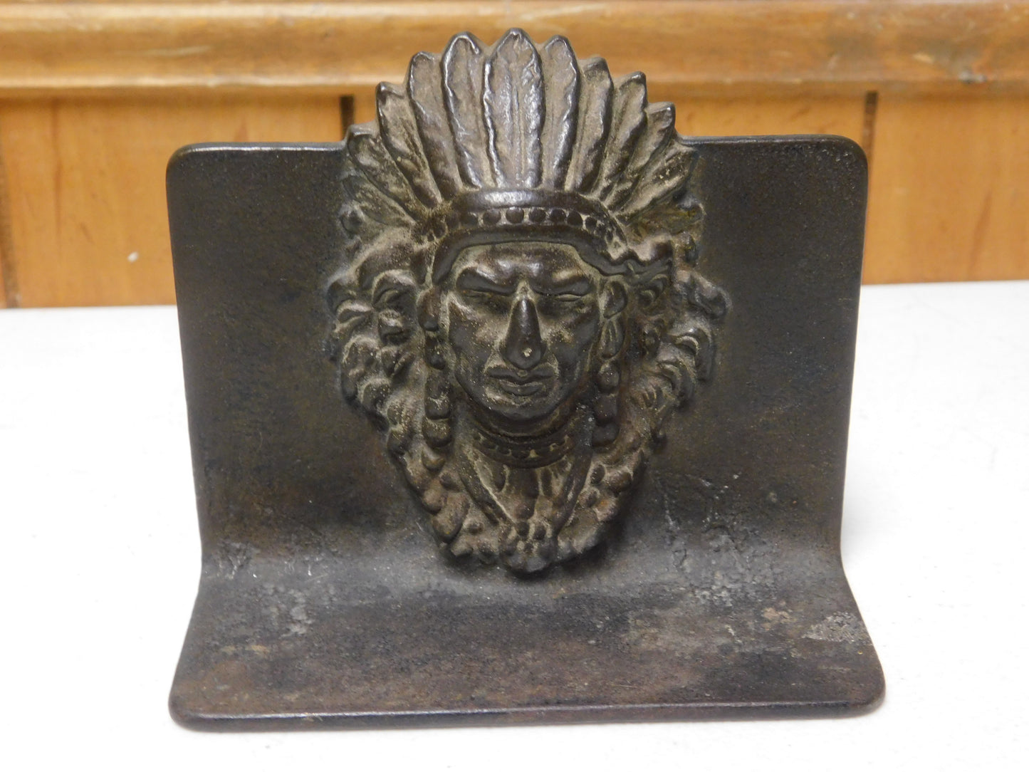 Vintage Native American Indian Chief Metal Bookends