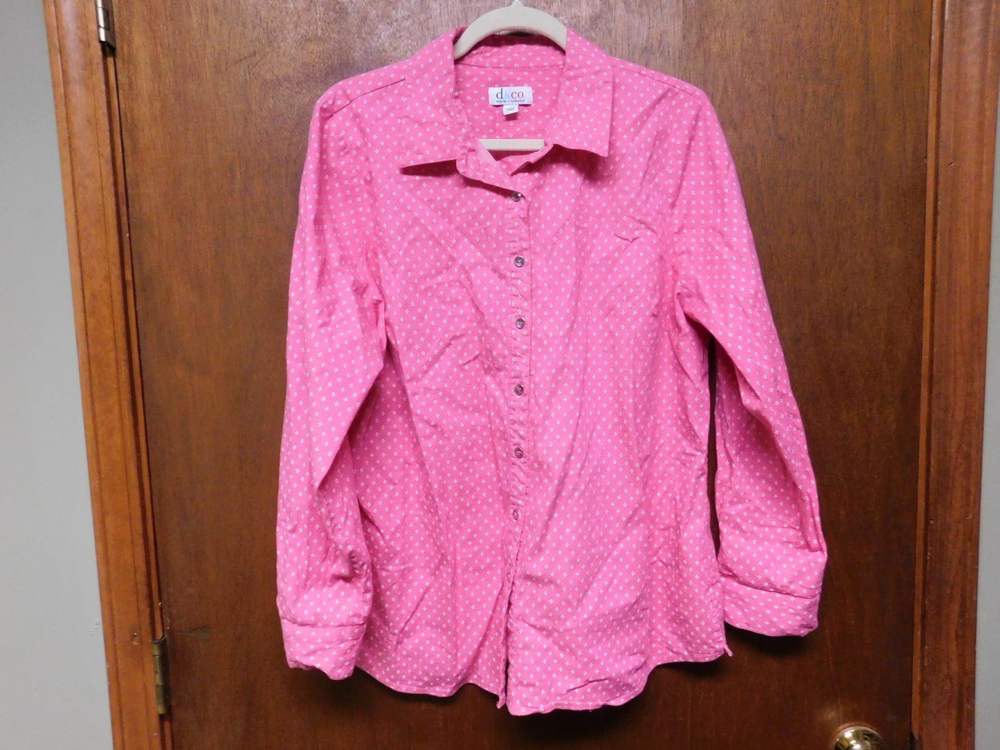 Denim + Company D & Co. Womens Large Pink Button Up Shirt