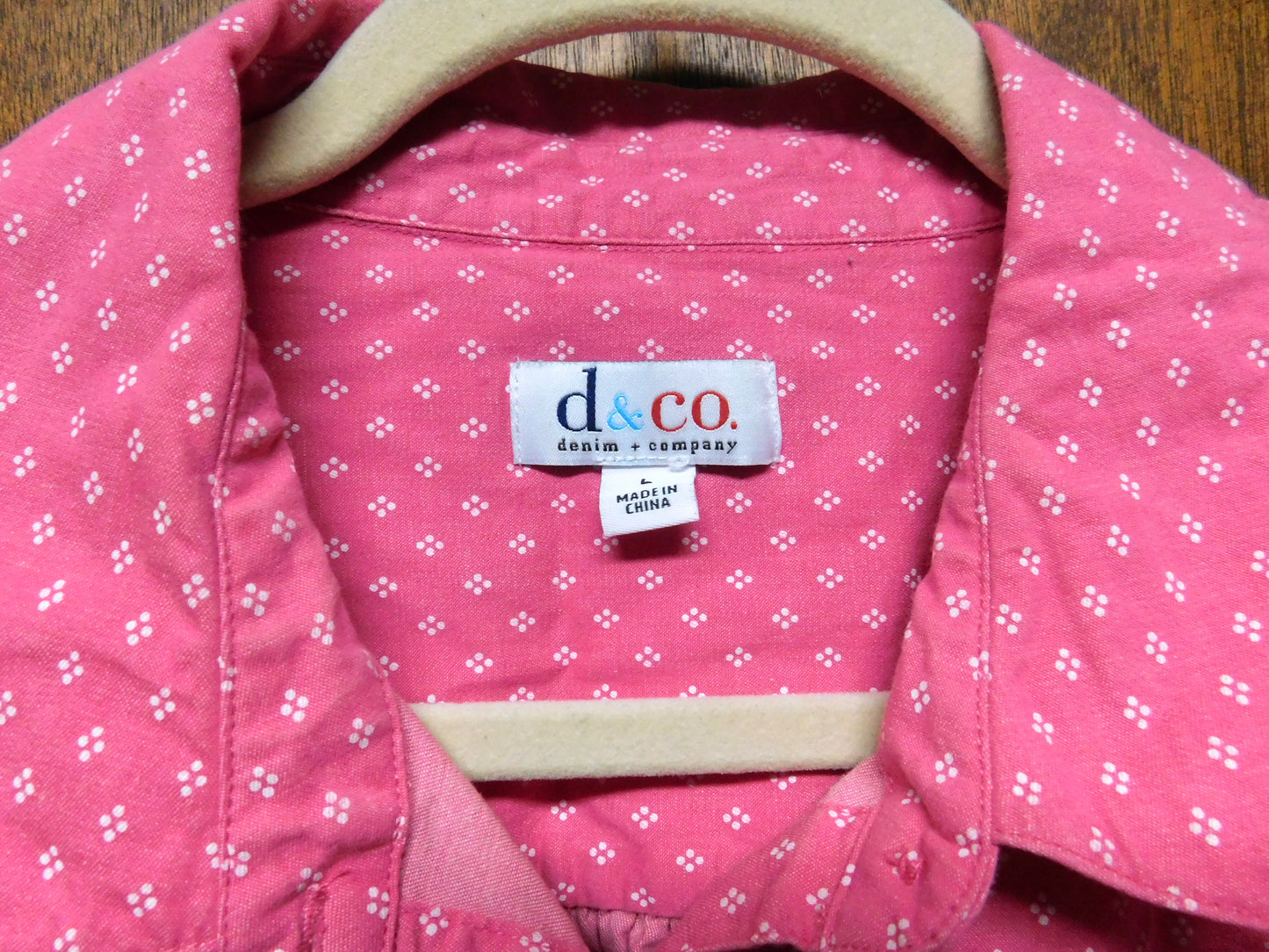 Denim + Company D & Co. Womens Large Pink Button Up Shirt