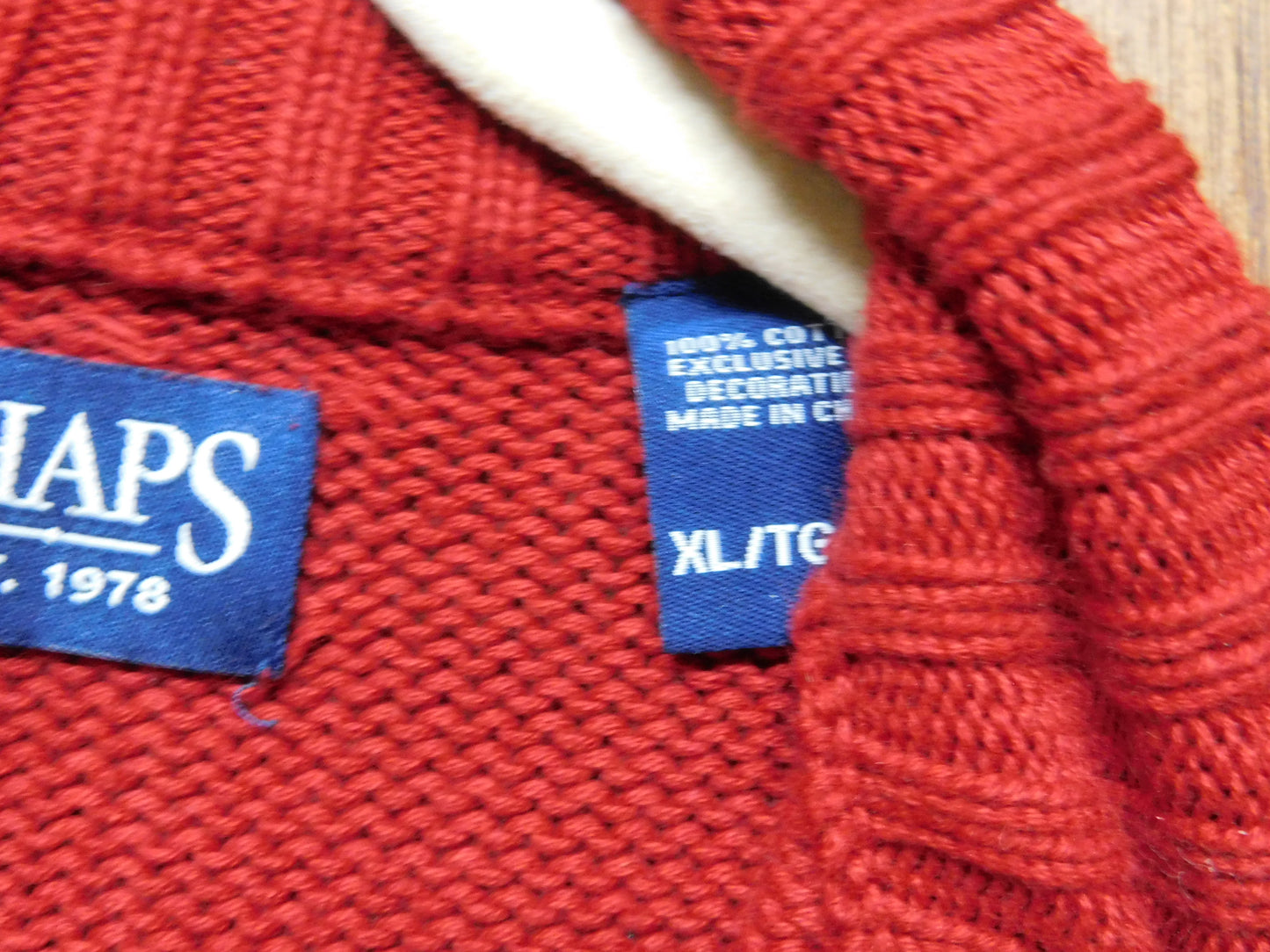 Red Chaps Button Up Sweater with Elbow Pads Size XL