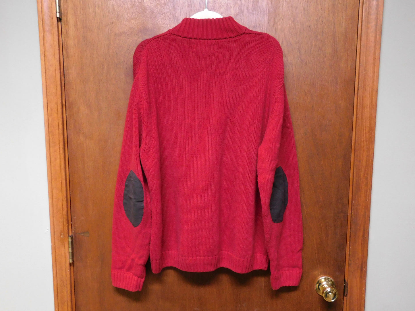 Red Chaps Button Up Sweater with Elbow Pads Size XL
