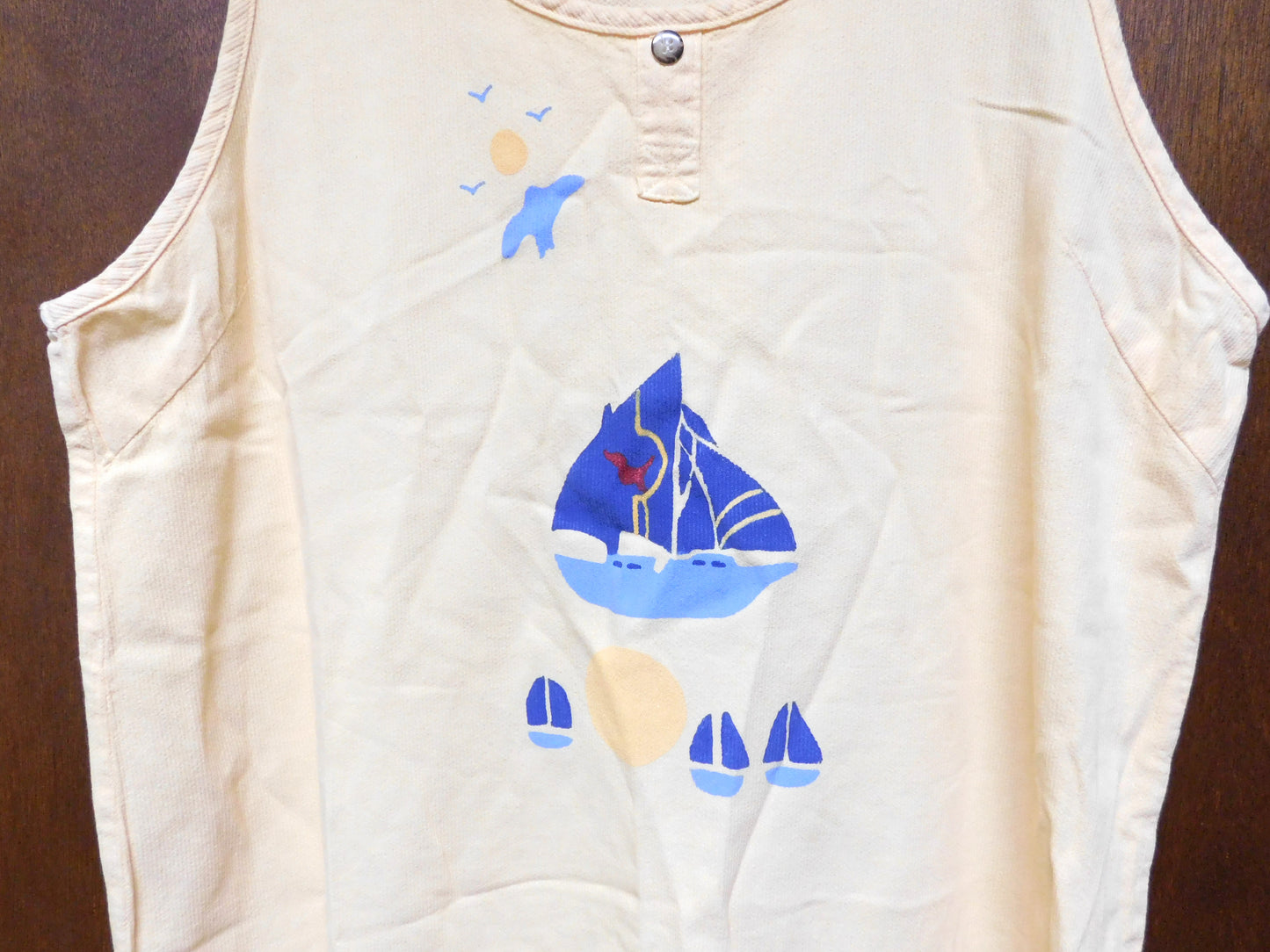 Blue-Eyed Bear Yellow Maxi Dress Size XL with Sailboats