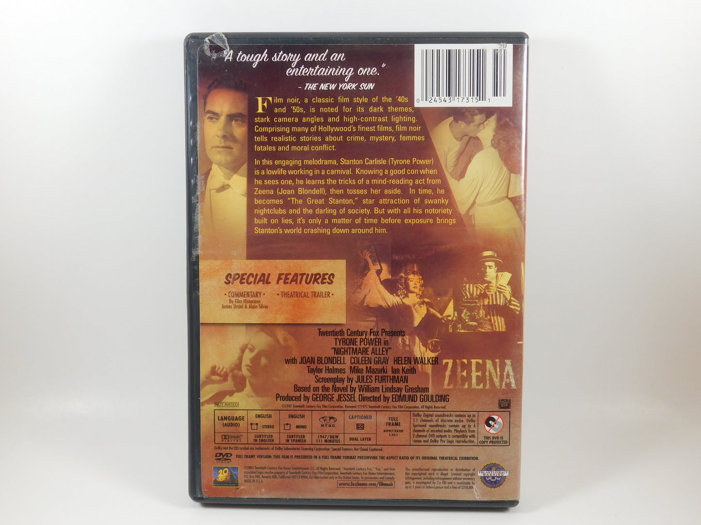 Nightmare Alley Fox Film Noir DVD