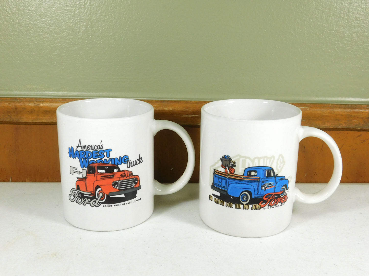 2 White Ford Truck Mugs America's Hardest Working Truck No Match For Big Jobs