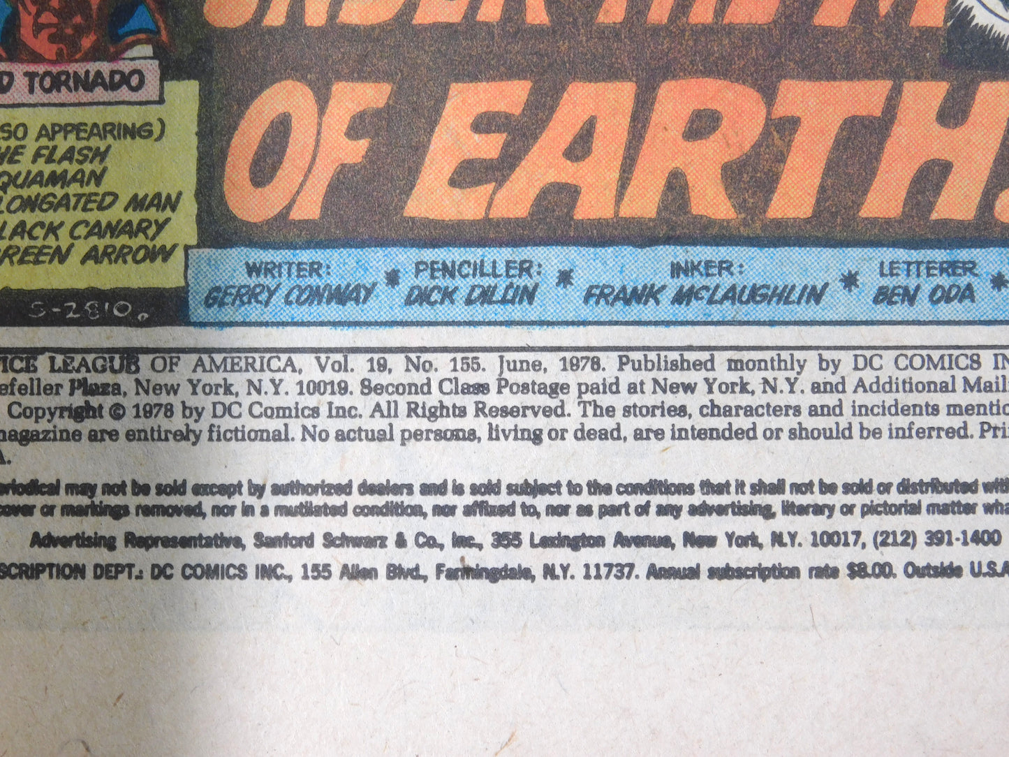 1978 Giant Justice League of America #155 DC Comic Book