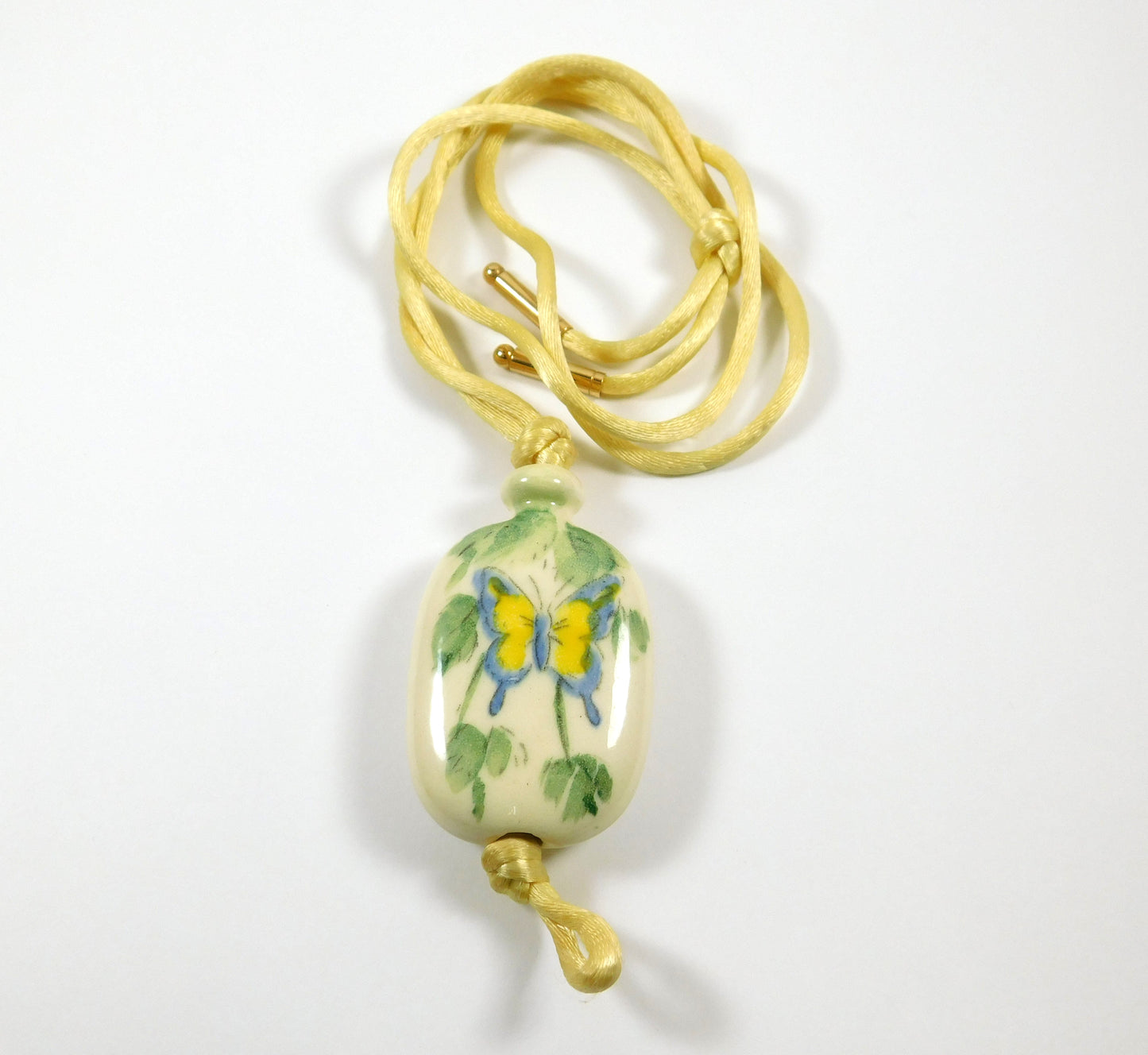 Vintage Avon Hand painted Ceramic Butterfly Pendant Necklace