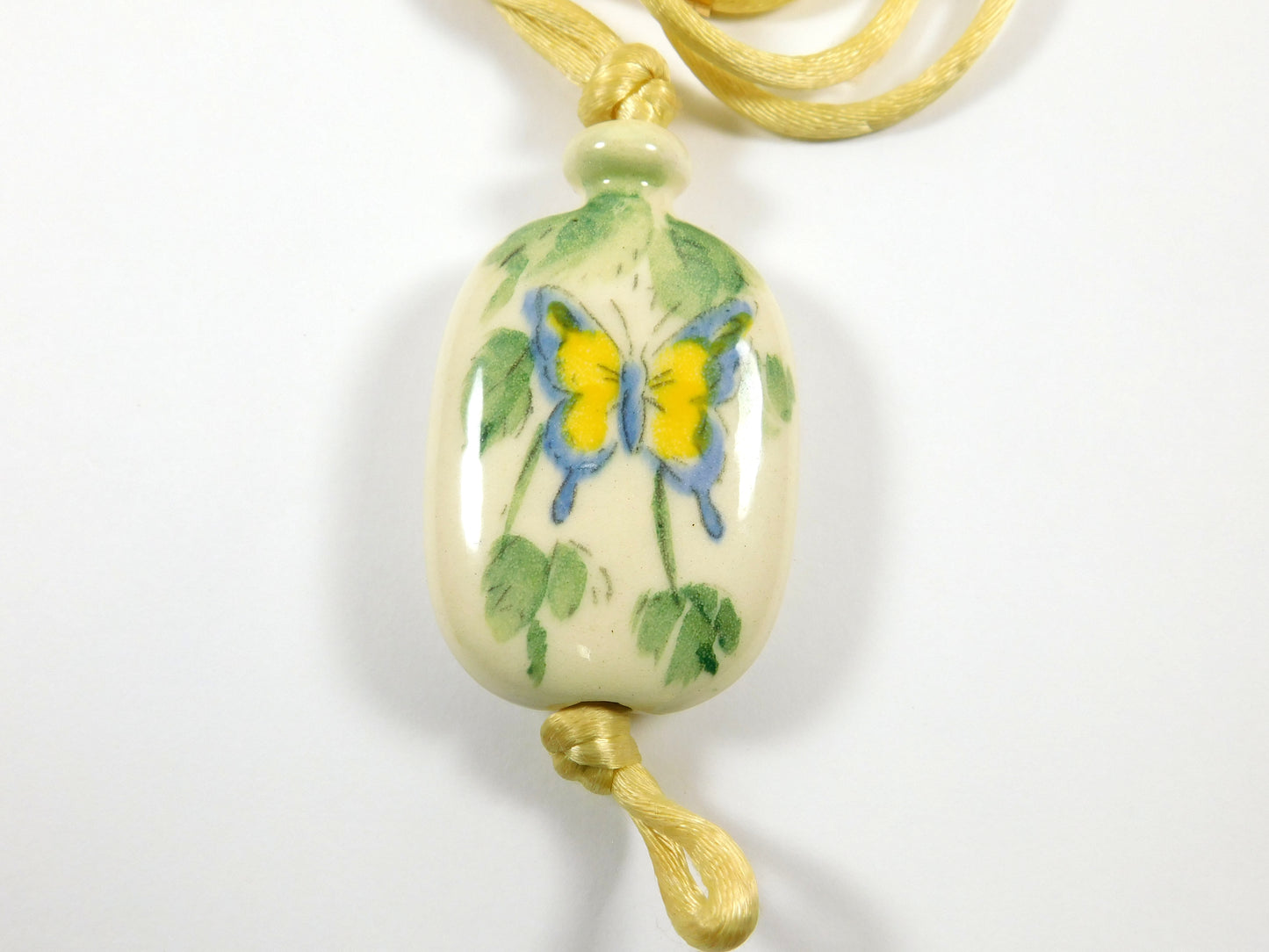 Vintage Avon Hand painted Ceramic Butterfly Pendant Necklace