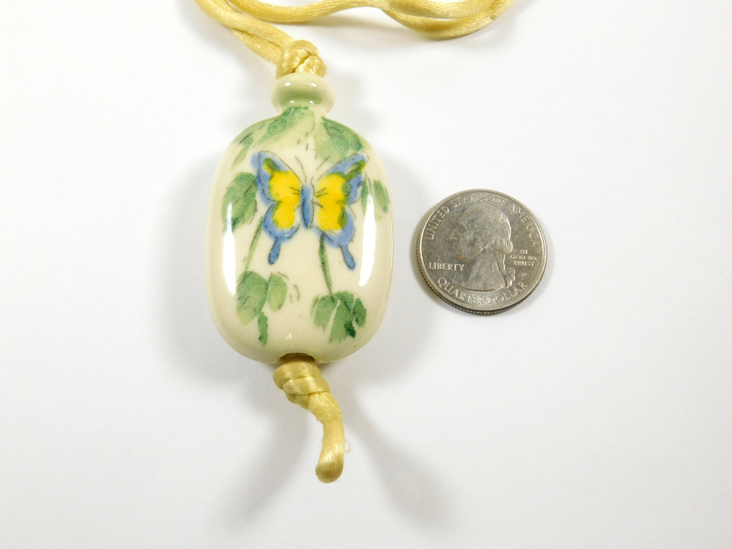 Vintage Avon Hand painted Ceramic Butterfly Pendant Necklace