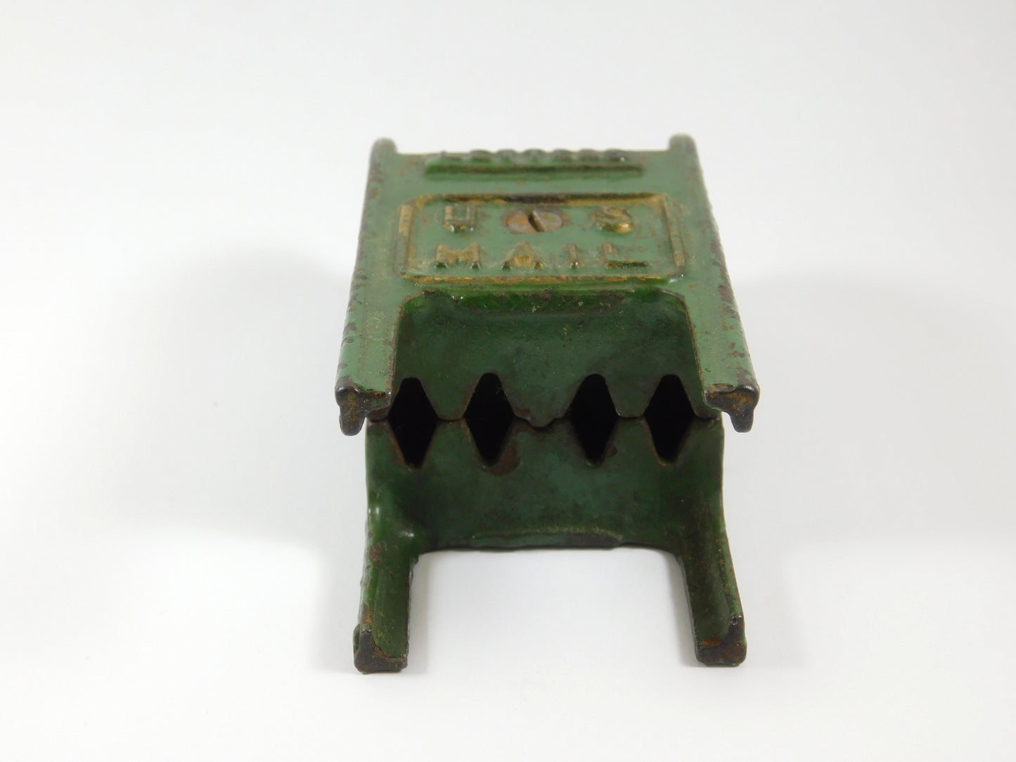 Vintage Green Metal US Mail Post Office Box Piggy Bank