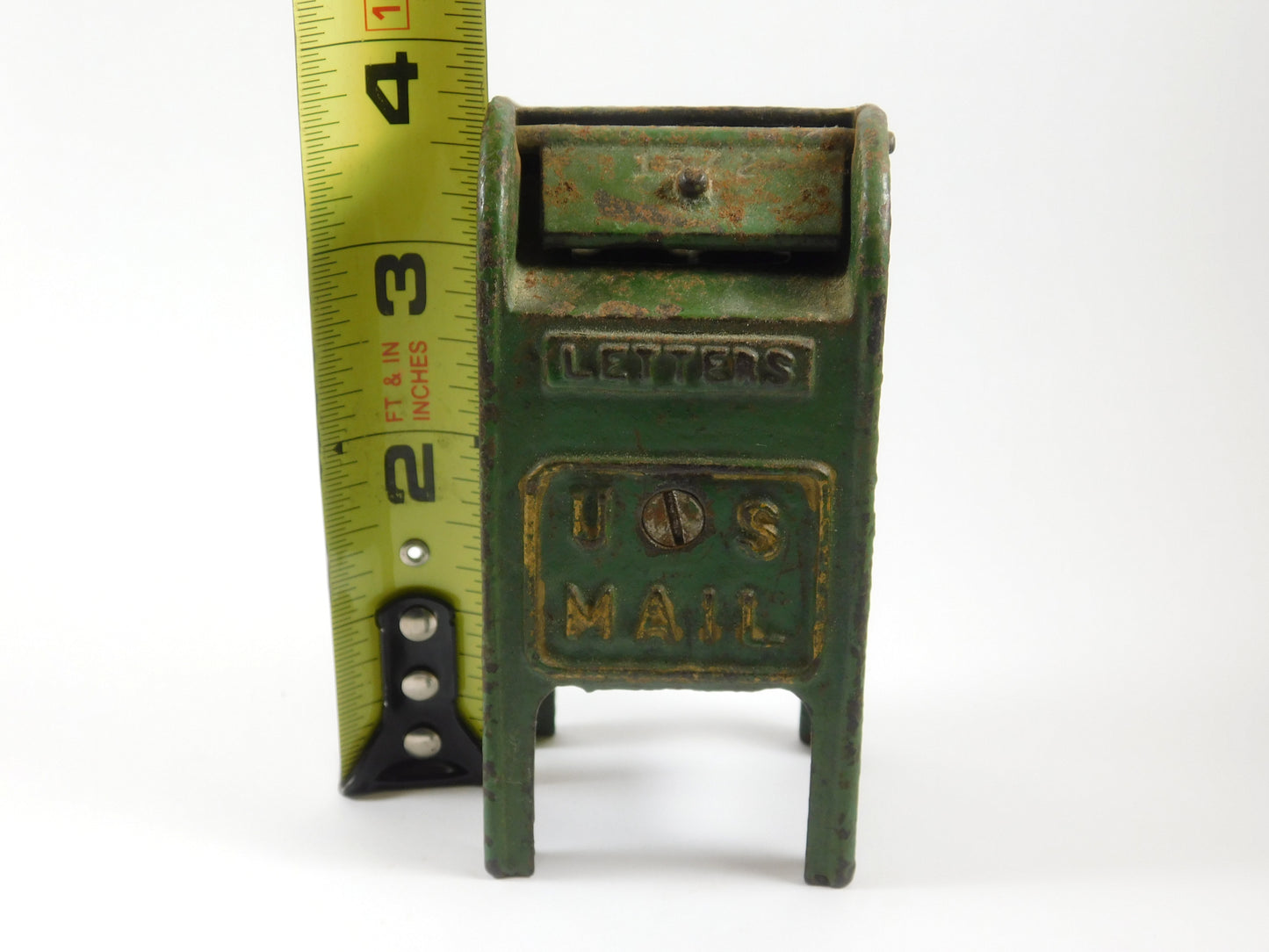 Vintage Green Metal US Mail Post Office Box Piggy Bank