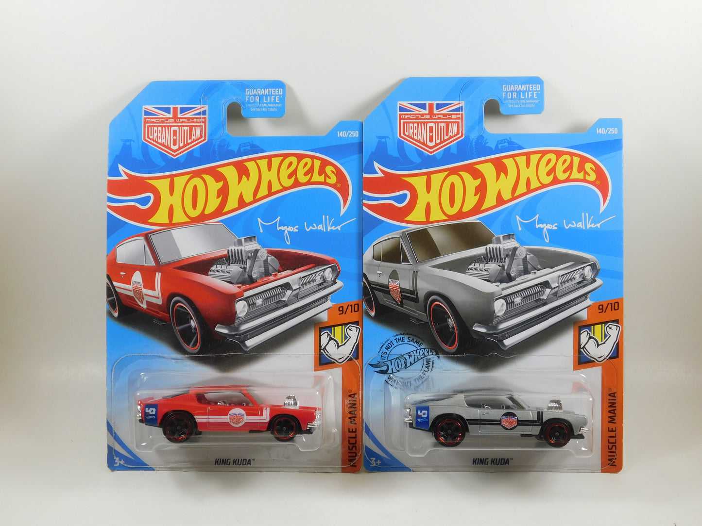 2 Hot Wheels King Kuda Muscle Mania Cars Red/Gray Magnus Walker Urban Outlaws
