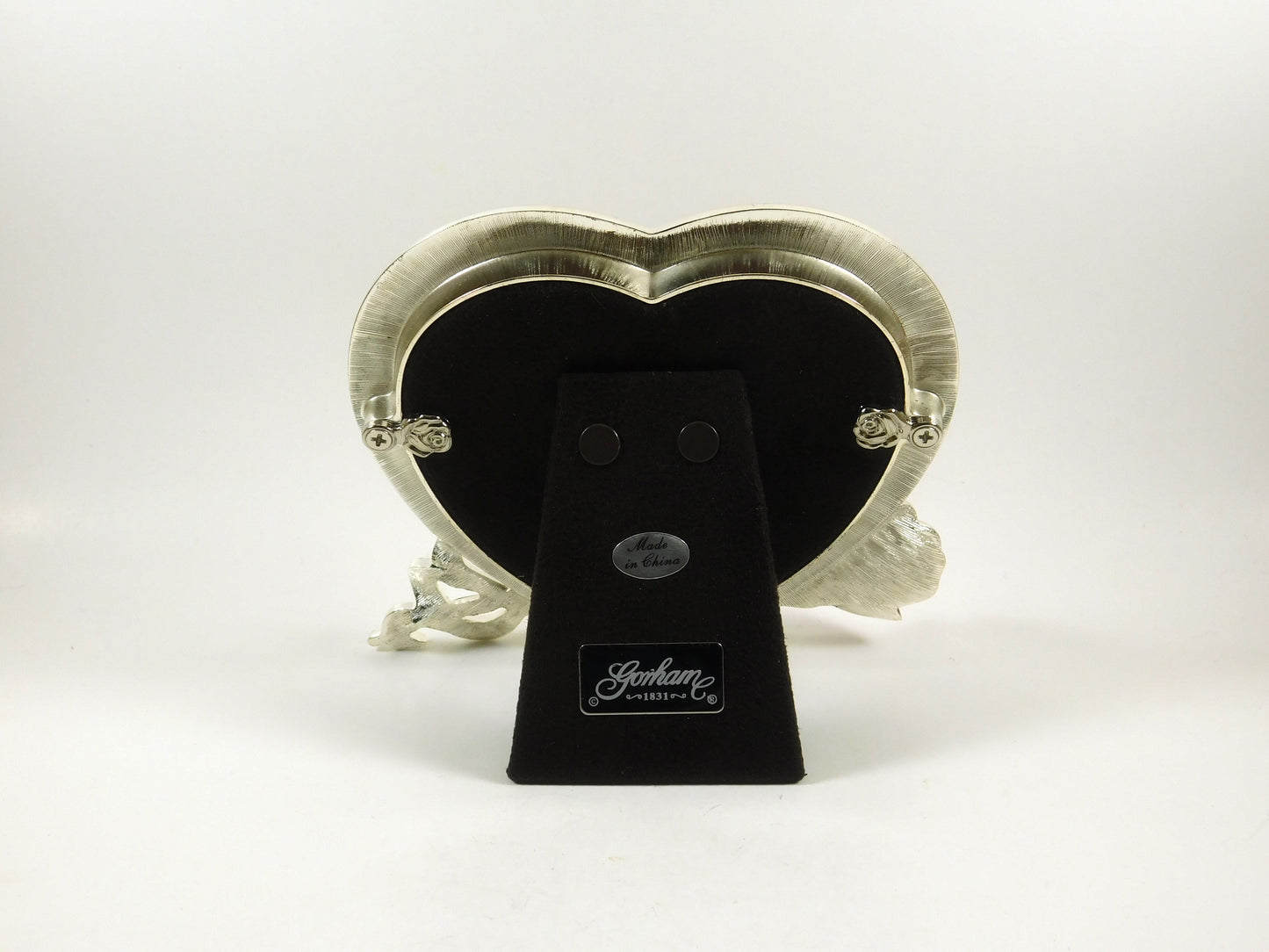 Gorham Picture Frame Heart Shape with Red Rose Flower Enamel Rhinestones