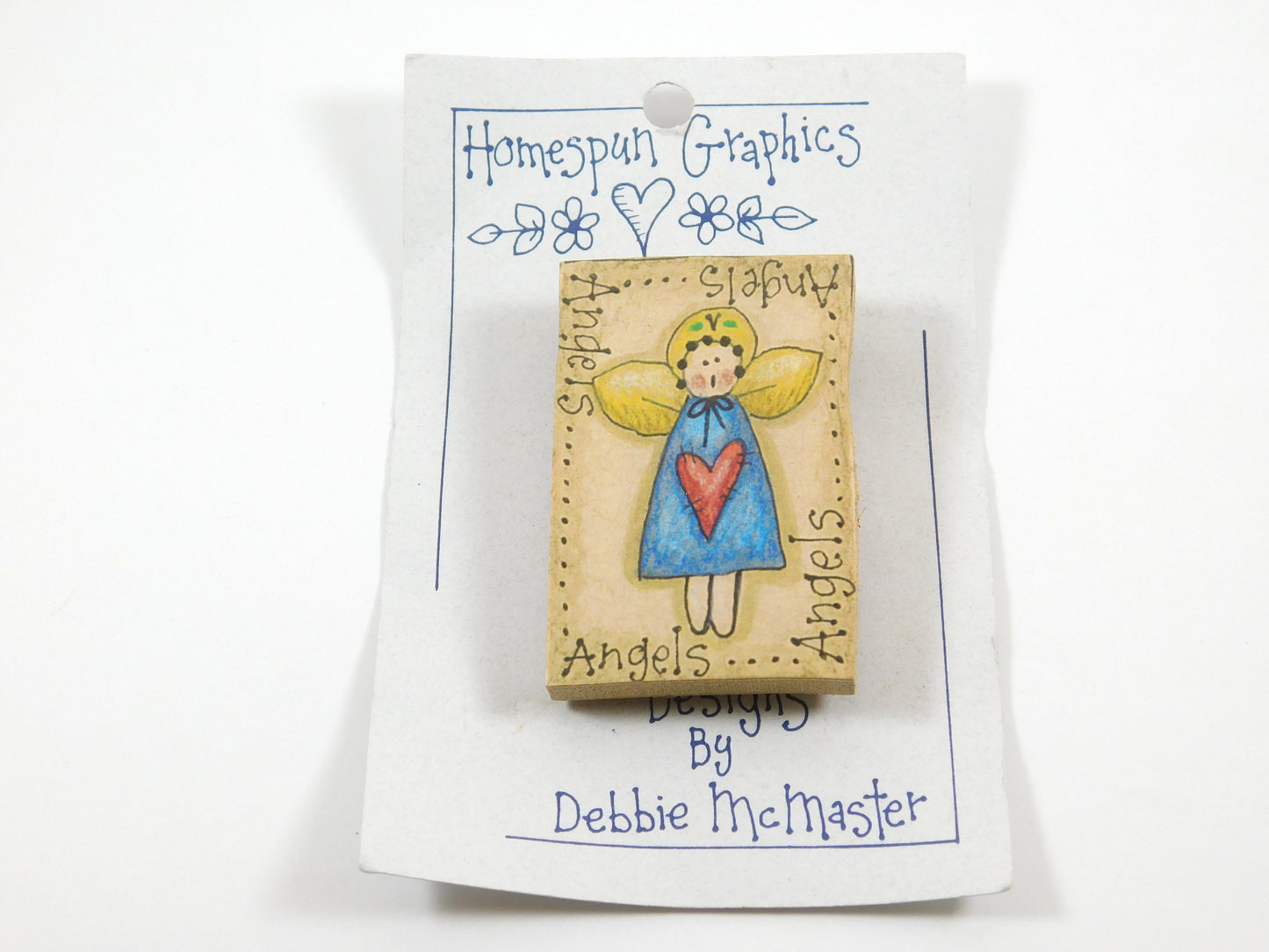 Vintage Homespun Graphics Designs by Debbie McMaster Angels Pin