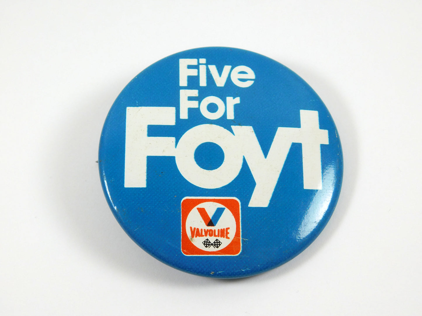 Vintage Five For Foyt Blue Valvoline 2.25" Round Button Pin