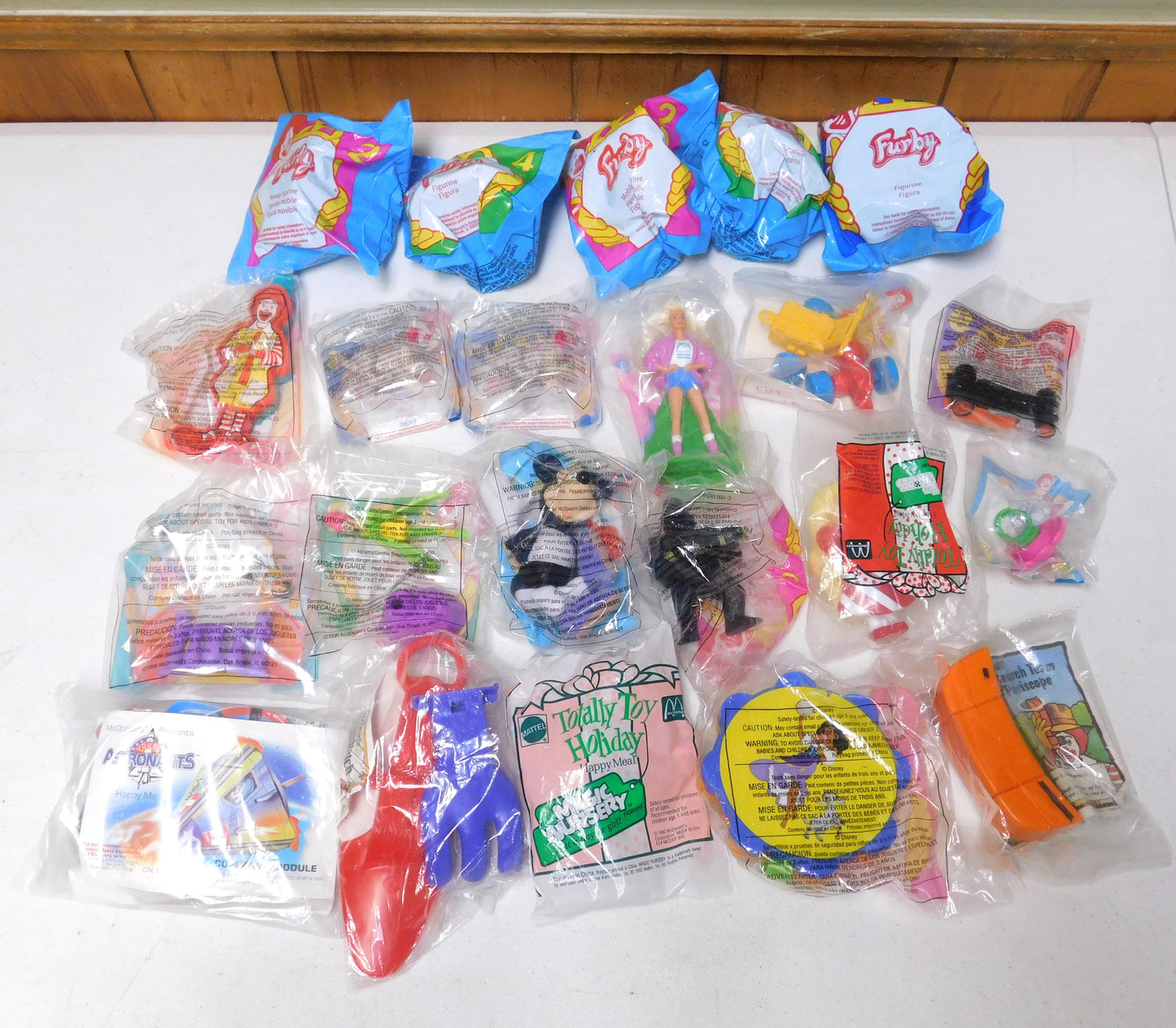 Lot of 22 Mixed McDonald's Happy Meal Toys Furby, Barbie, Hot Wheels, Ronald
