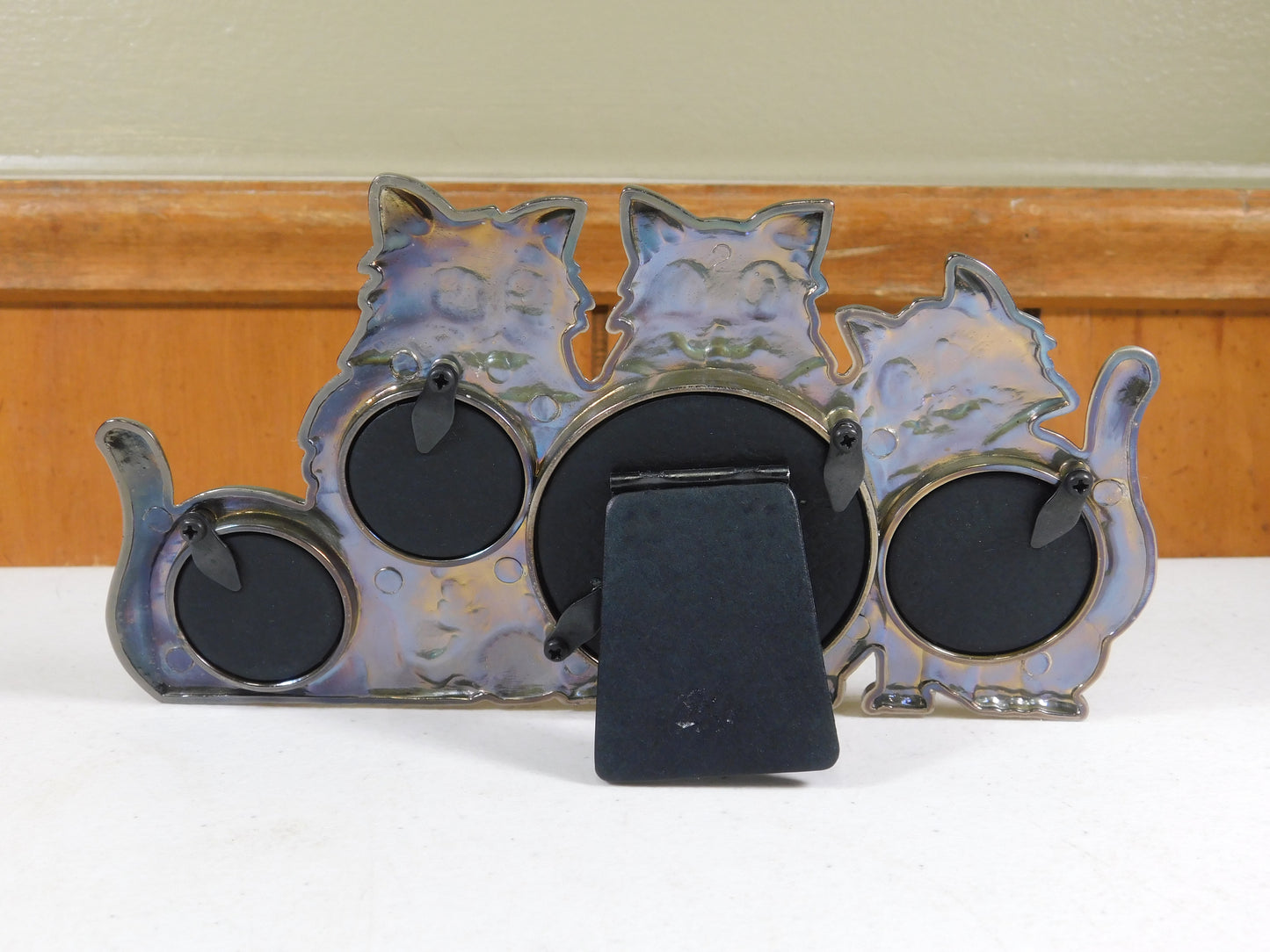 Pewter Cat Collage 4 Photo Animal Shaped Picture Frame