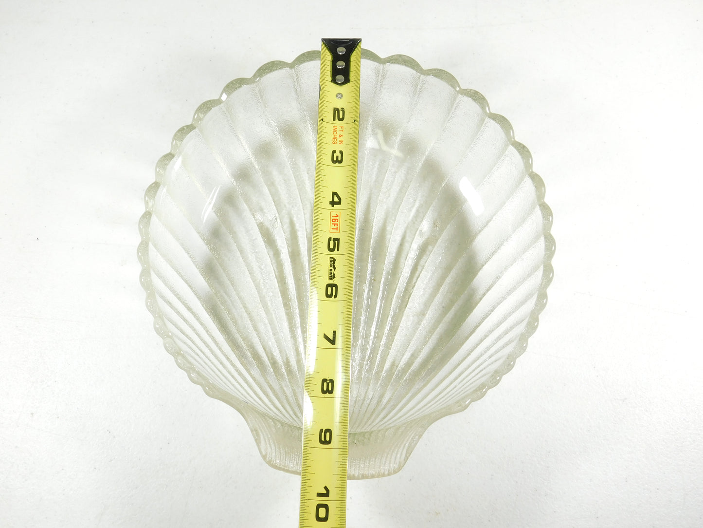 Vintage Clear Glass Clam Shaped Frosted Footed Bowl