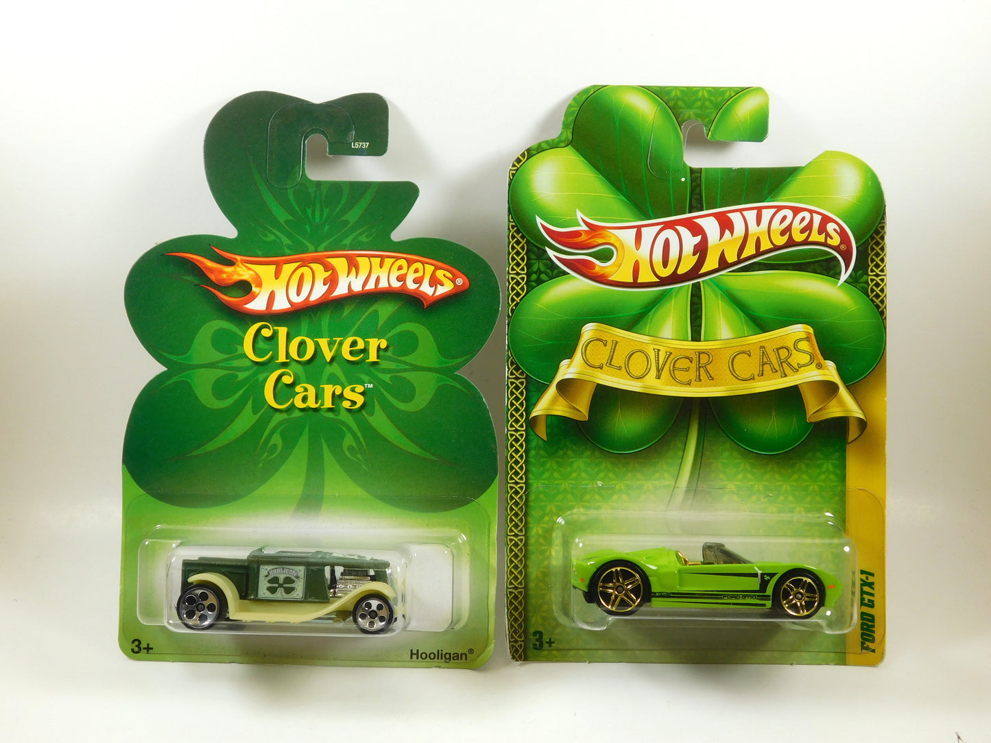 Hot Wheels Holligan and Ford GTX-1 Green Clover Cars