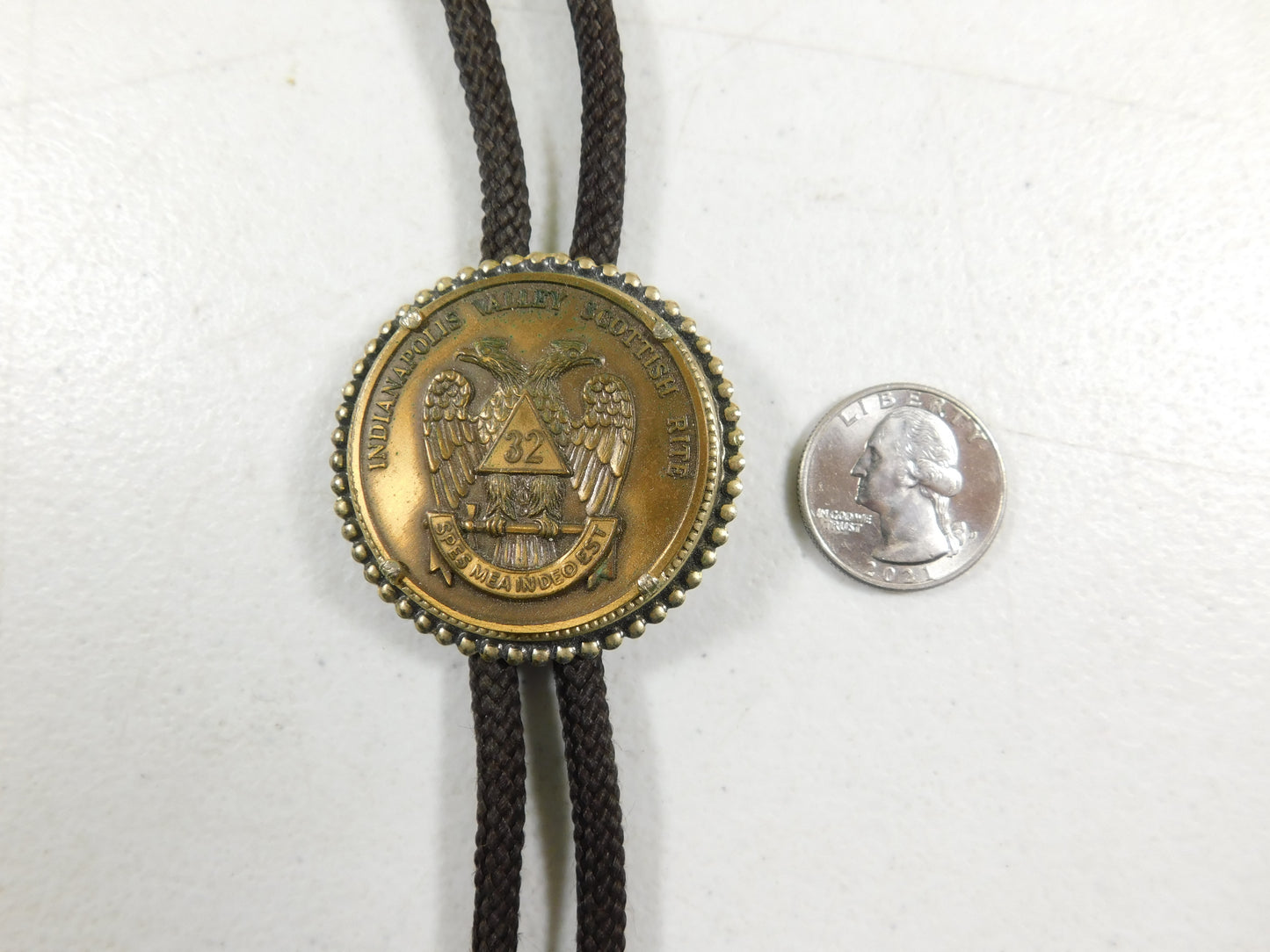 Vintage Indianapolis Valley Scottish Rite Medallion Coin Token Bolo Tie