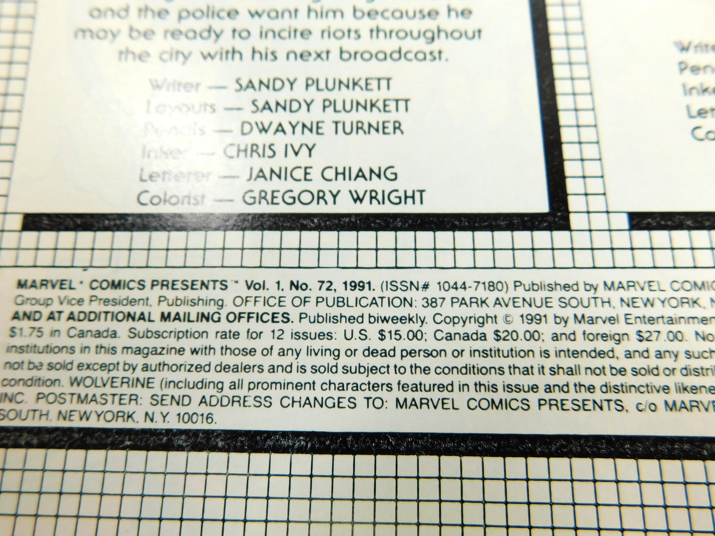 1991 Wolverine Weapon X #72 Marvel Comic Book