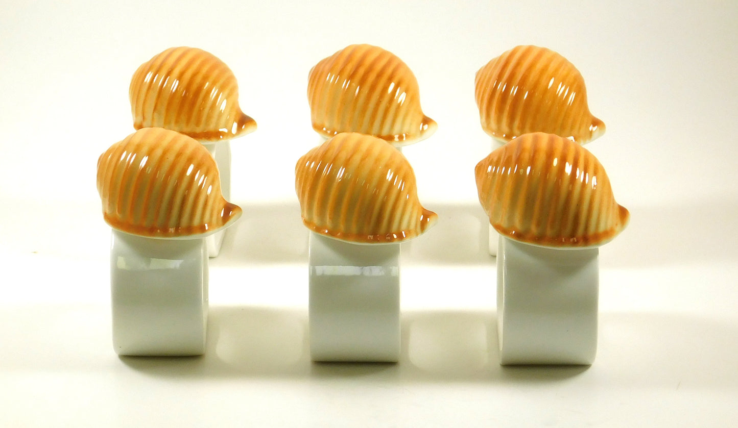 Set of 6 Audrey Seashell Napkin Holders Rings
