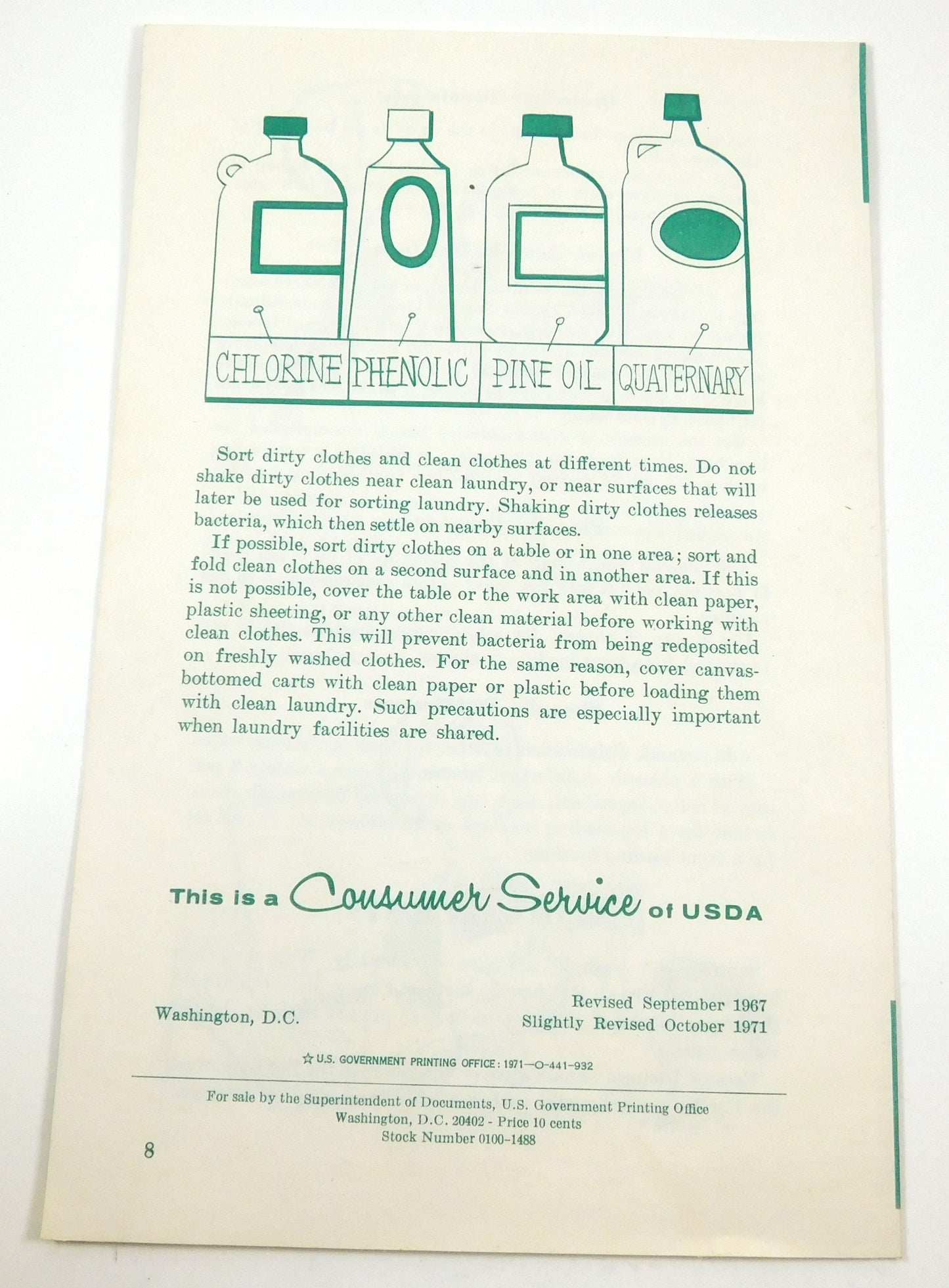Vintage 1971 Sanitation in Home Laundering Home Garden Bulletin No 97 Booklet