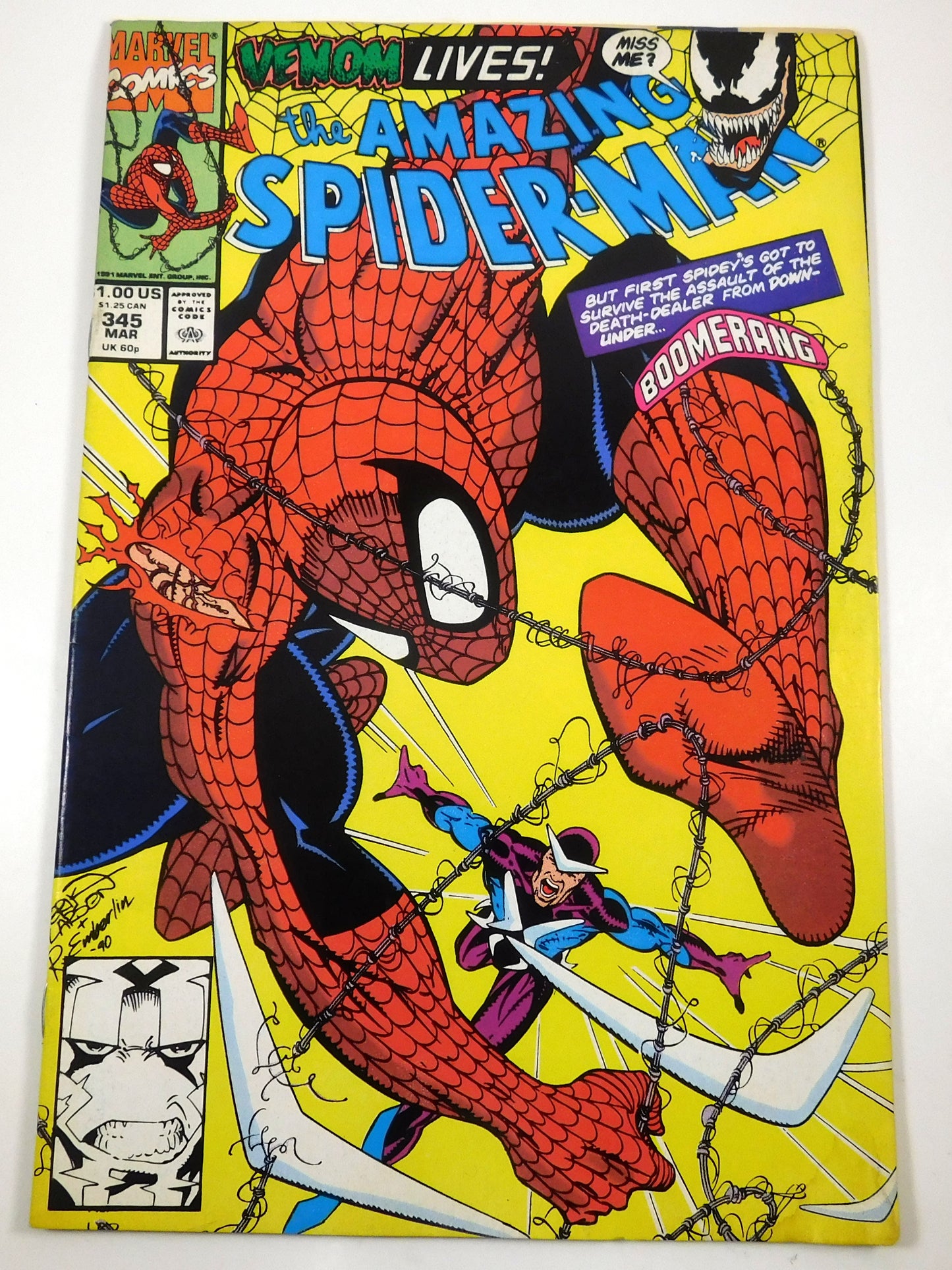 1991 The Amazing Spider-Man #345 Venom Lives! Marvel Comic Book