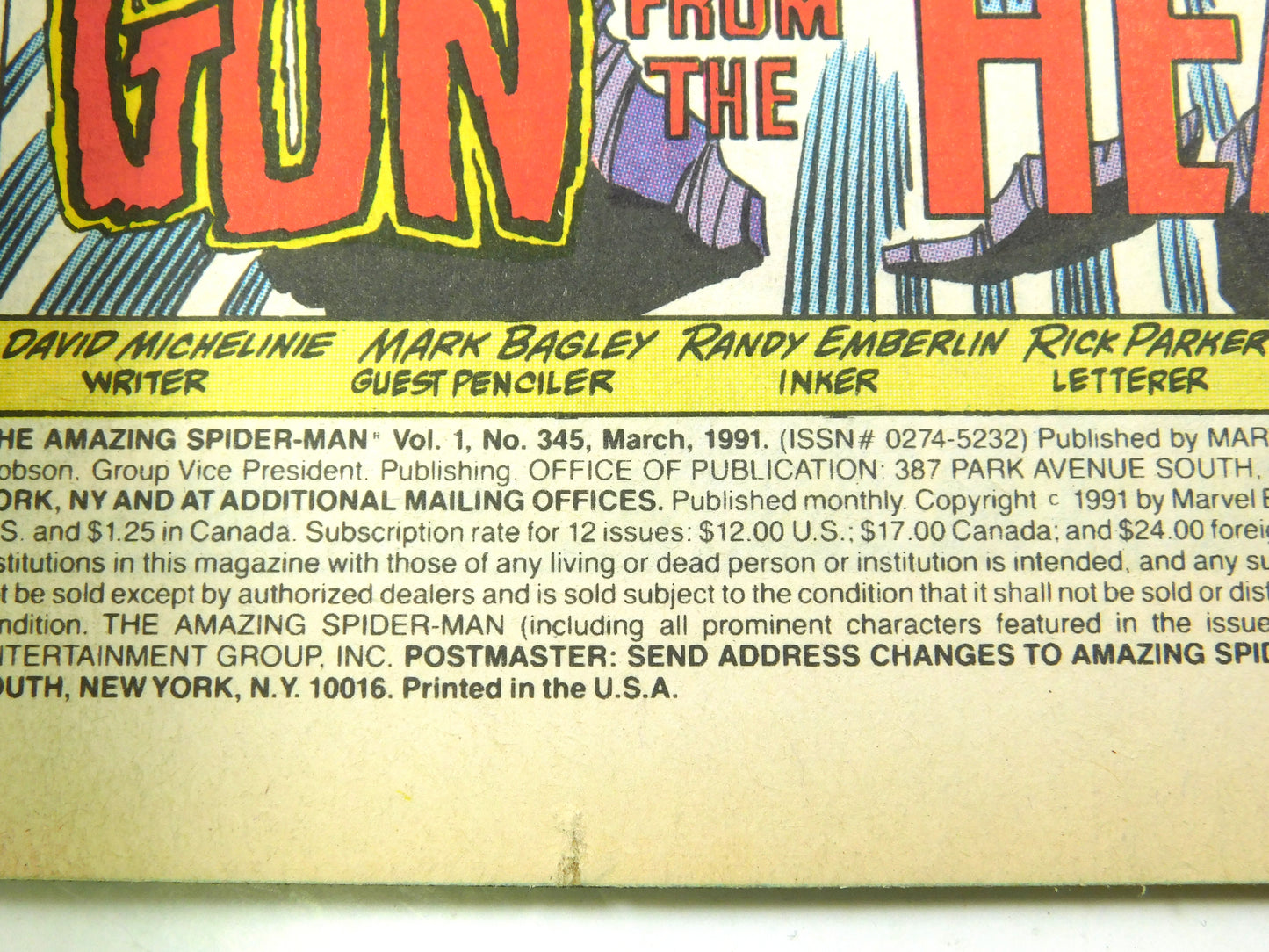 1991 The Amazing Spider-Man #345 Venom Lives! Marvel Comic Book